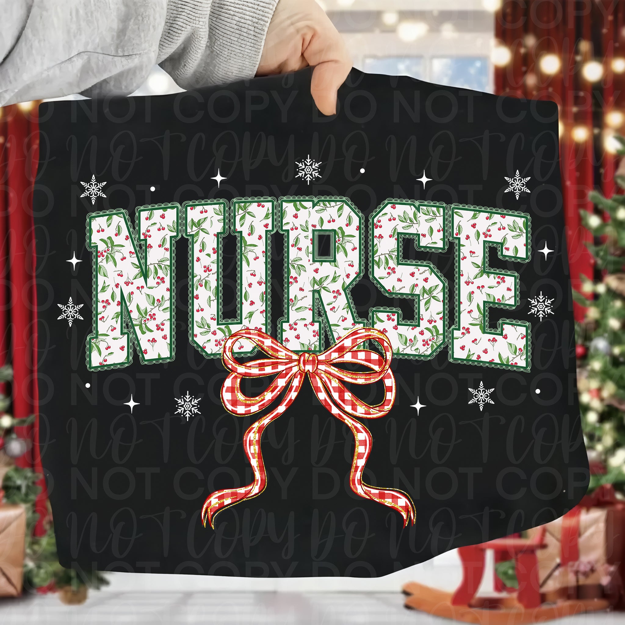 Red Plaid Christmas Nurse Lace PNG
