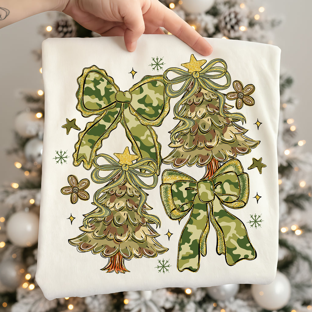 Camo Christmas Coquette PNG