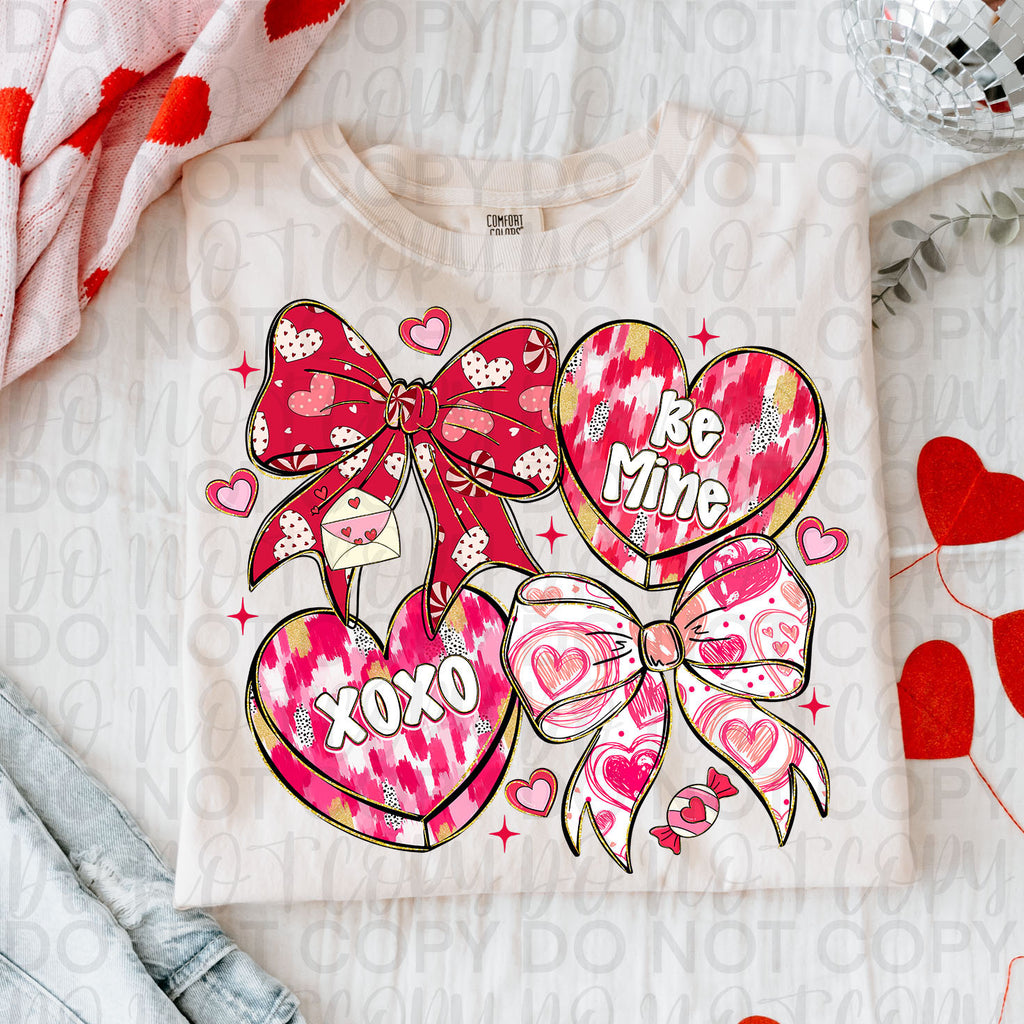 Coquette Valentine Hearts PNG