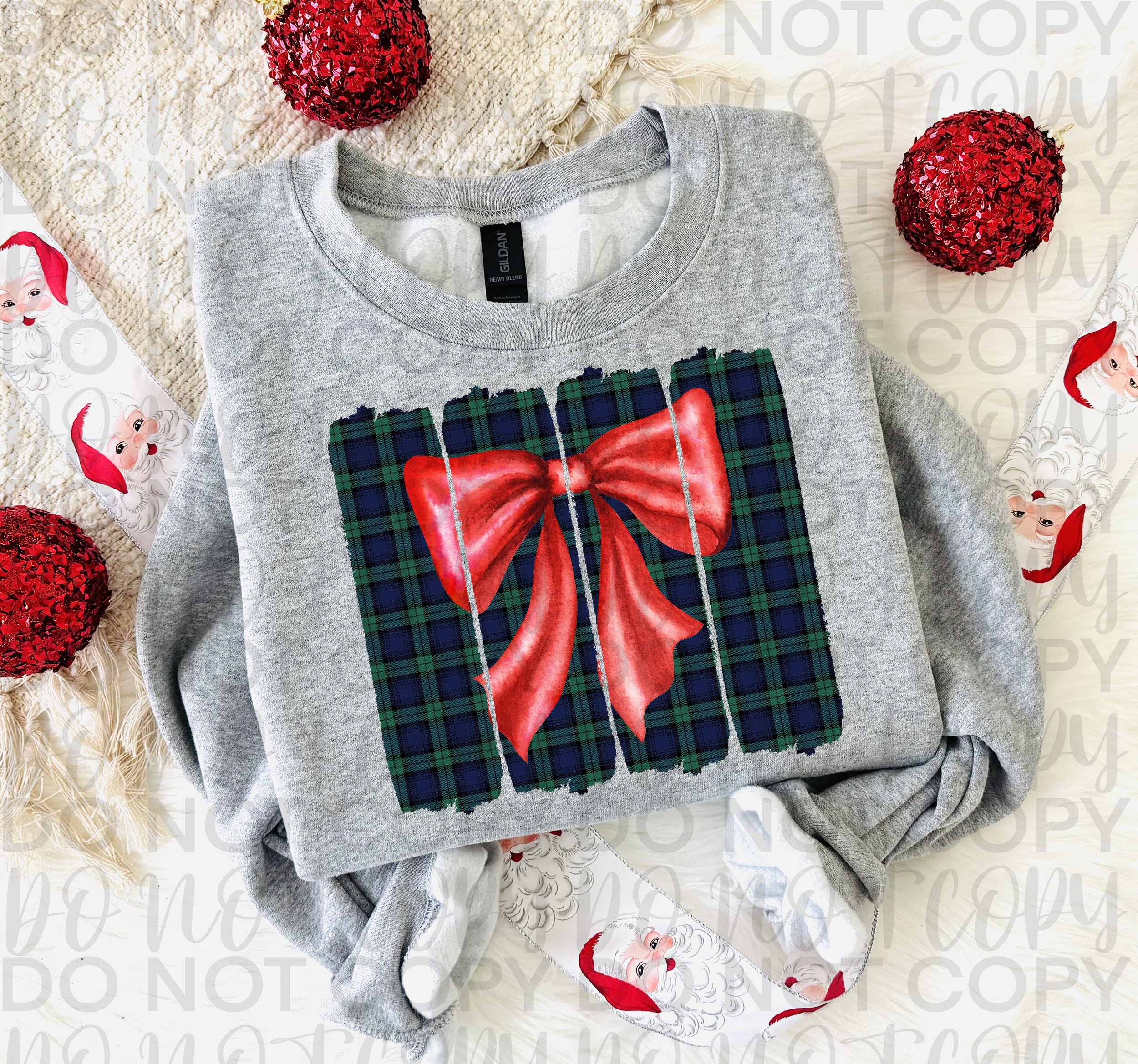 Coquette Plaid Christmas Brushstroke PNG