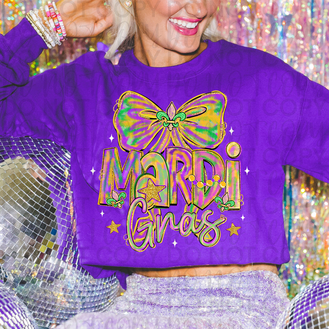 Coquette Mardi Gras Bow PNG