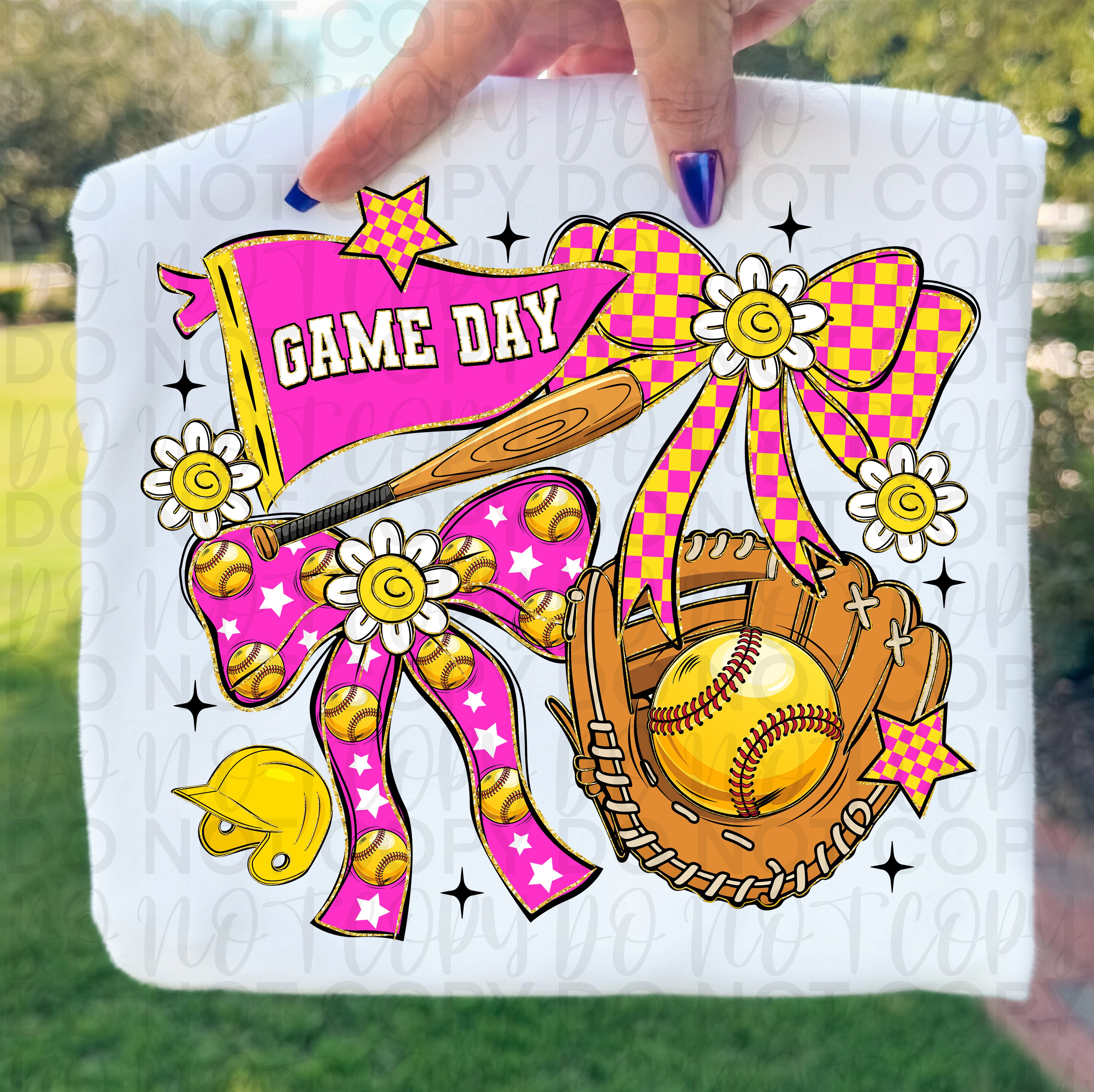 Game Day Softball Coquette PNG