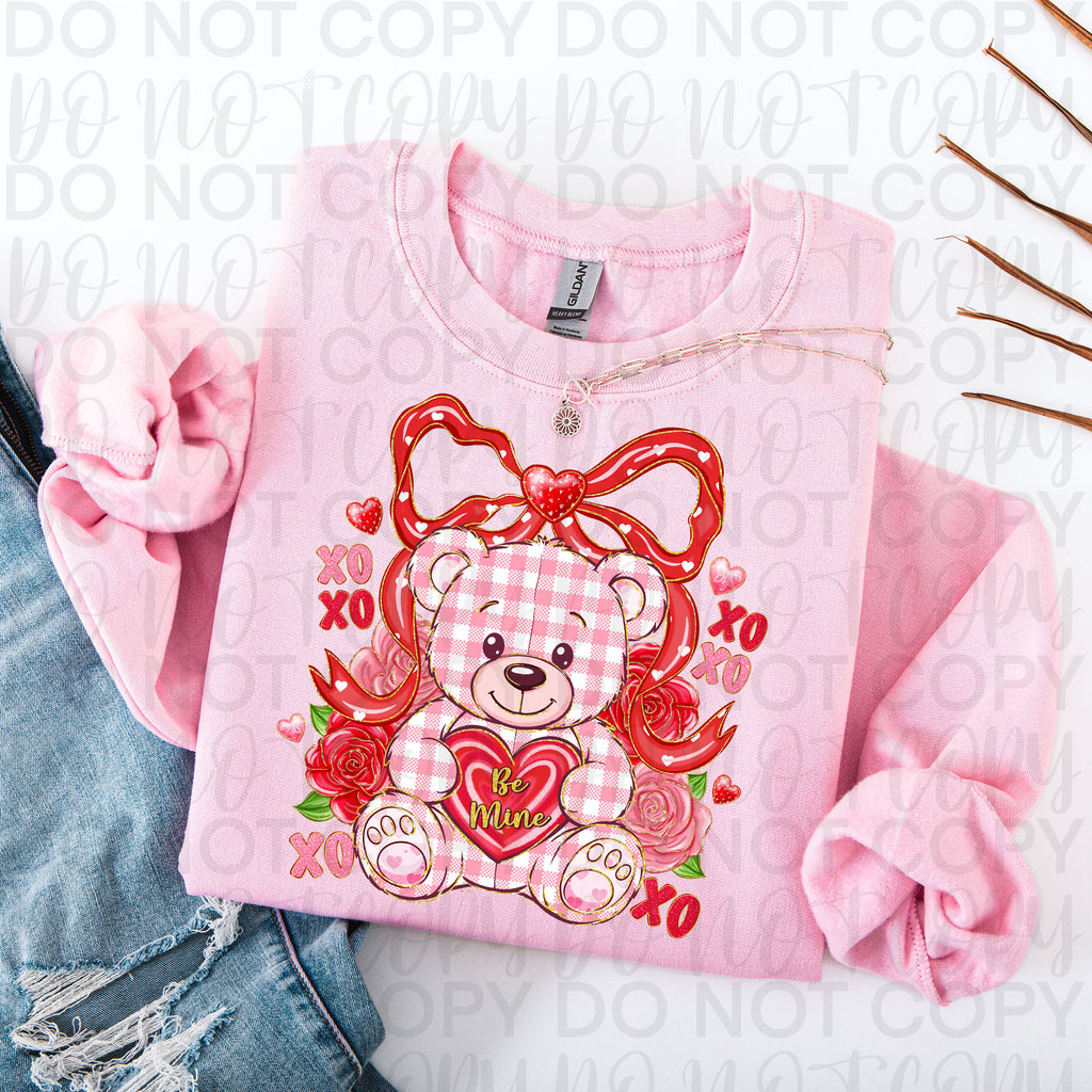 Be Mine Teddy Bear Coquette Bow PNG