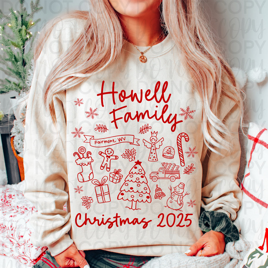 *Editable* Family Christmas Doodle PNG