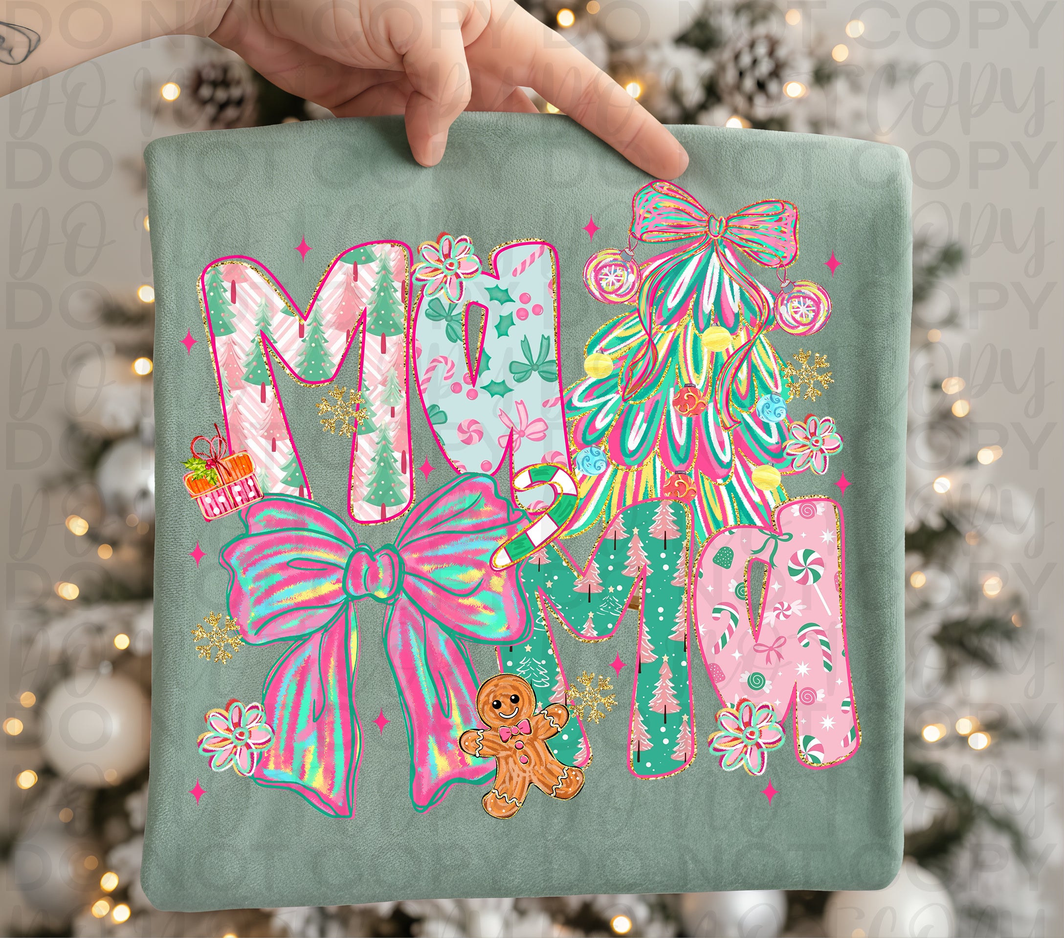 Coquette Christmas Mama PNG