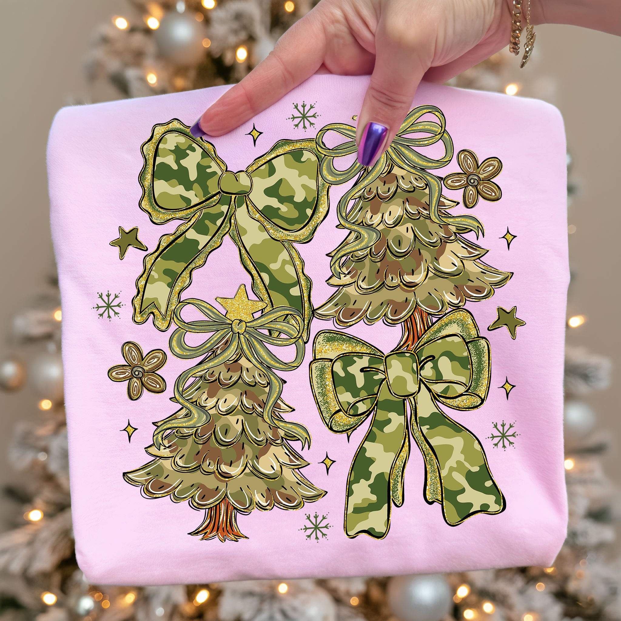 Camo Christmas Coquette PNG