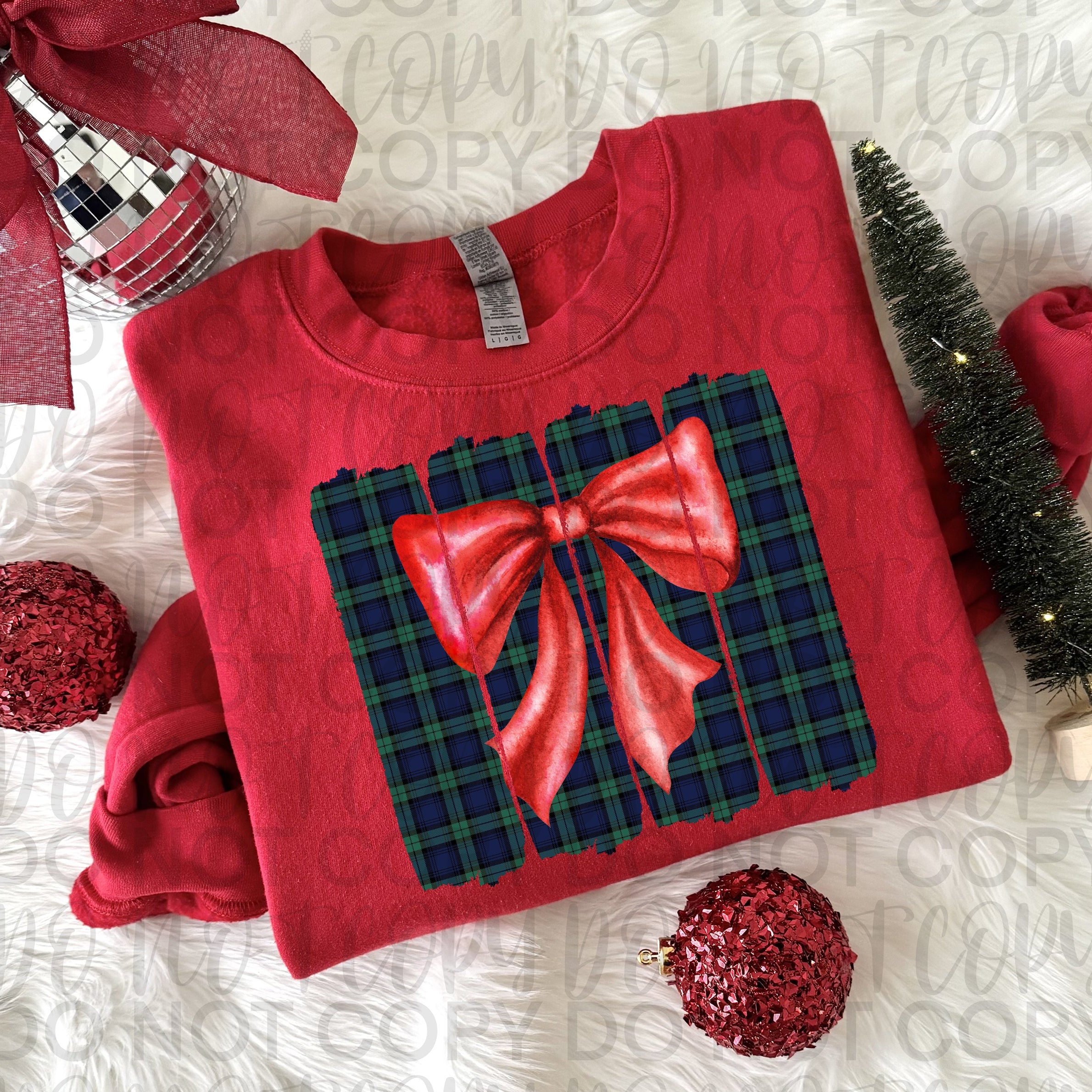Coquette Plaid Christmas Brushstroke PNG