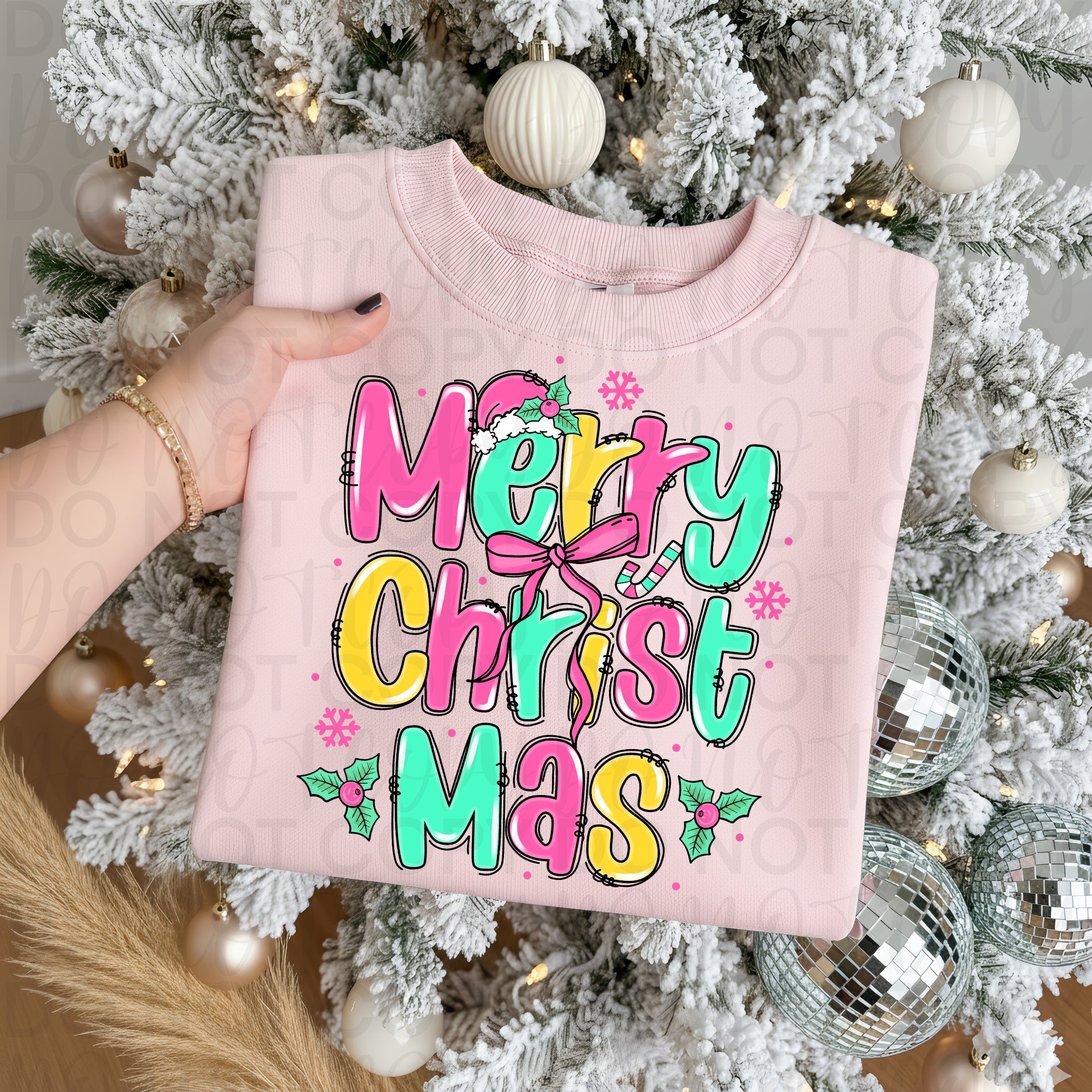 Merry Christmas Doodle Letters PNG