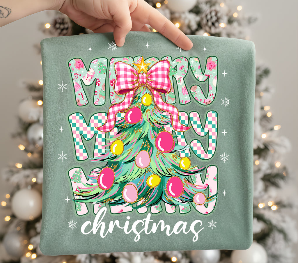 Preppy Pink Merry Christmas PNG