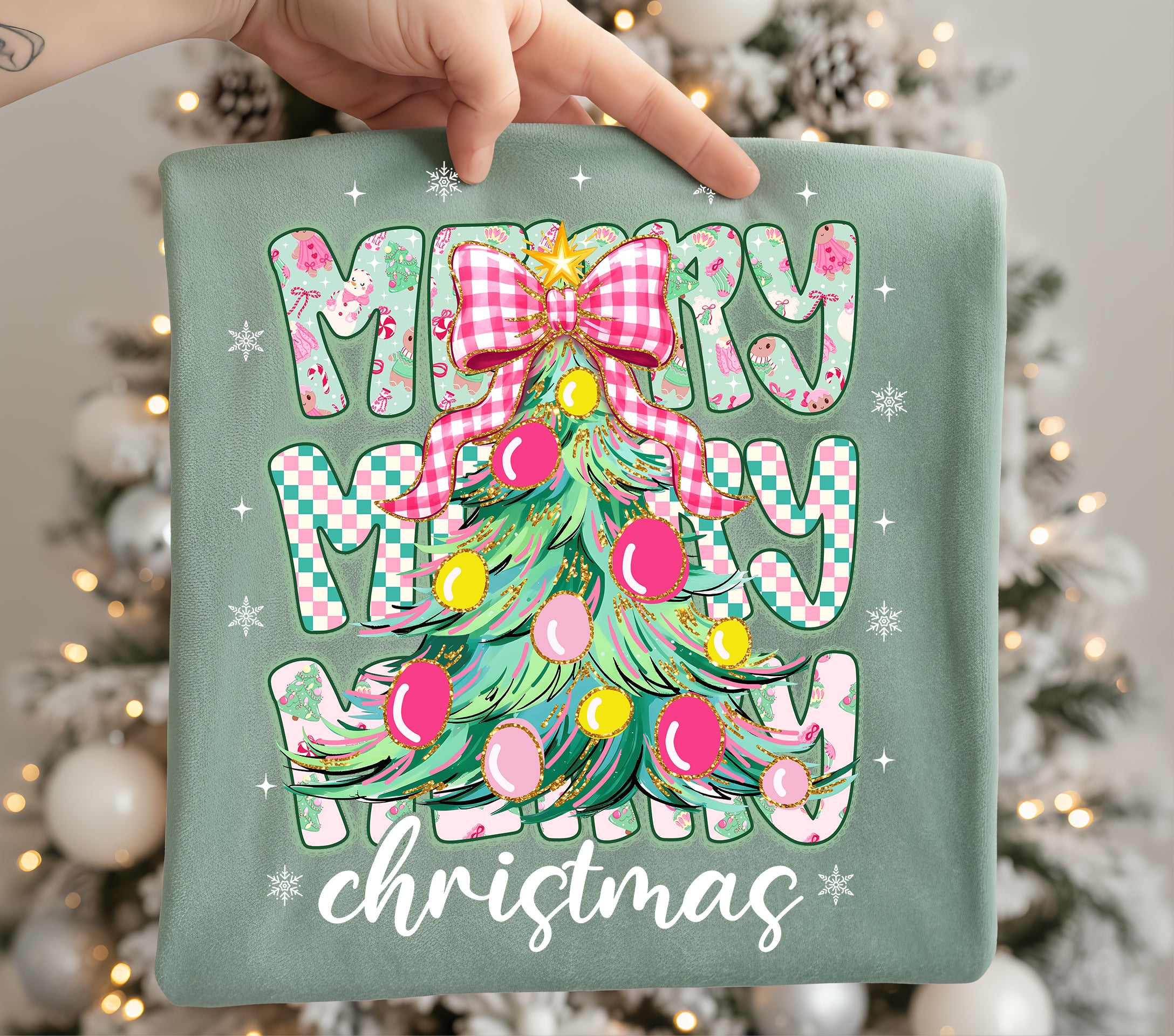 Preppy Pink Merry Christmas PNG