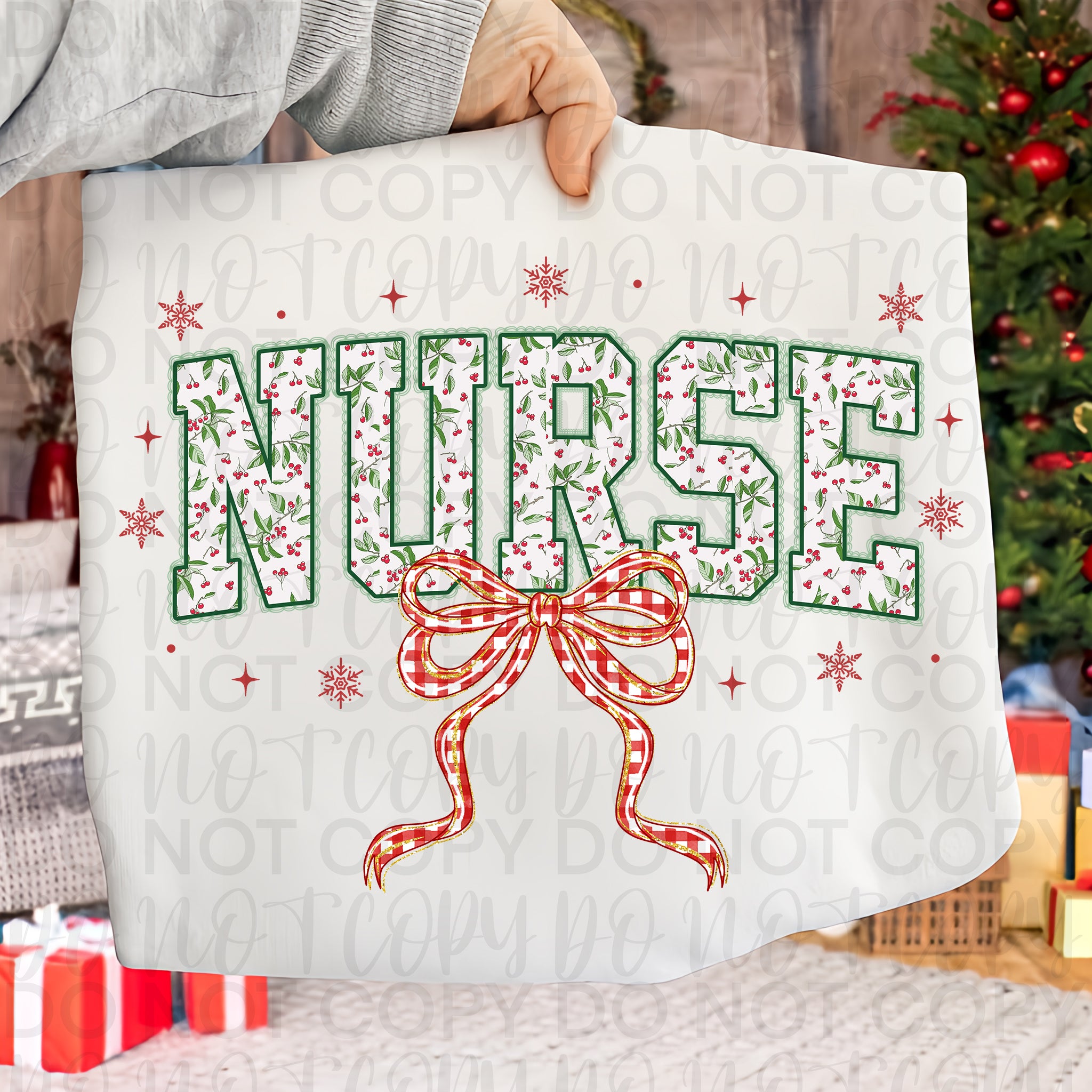 Red Plaid Christmas Nurse Lace PNG