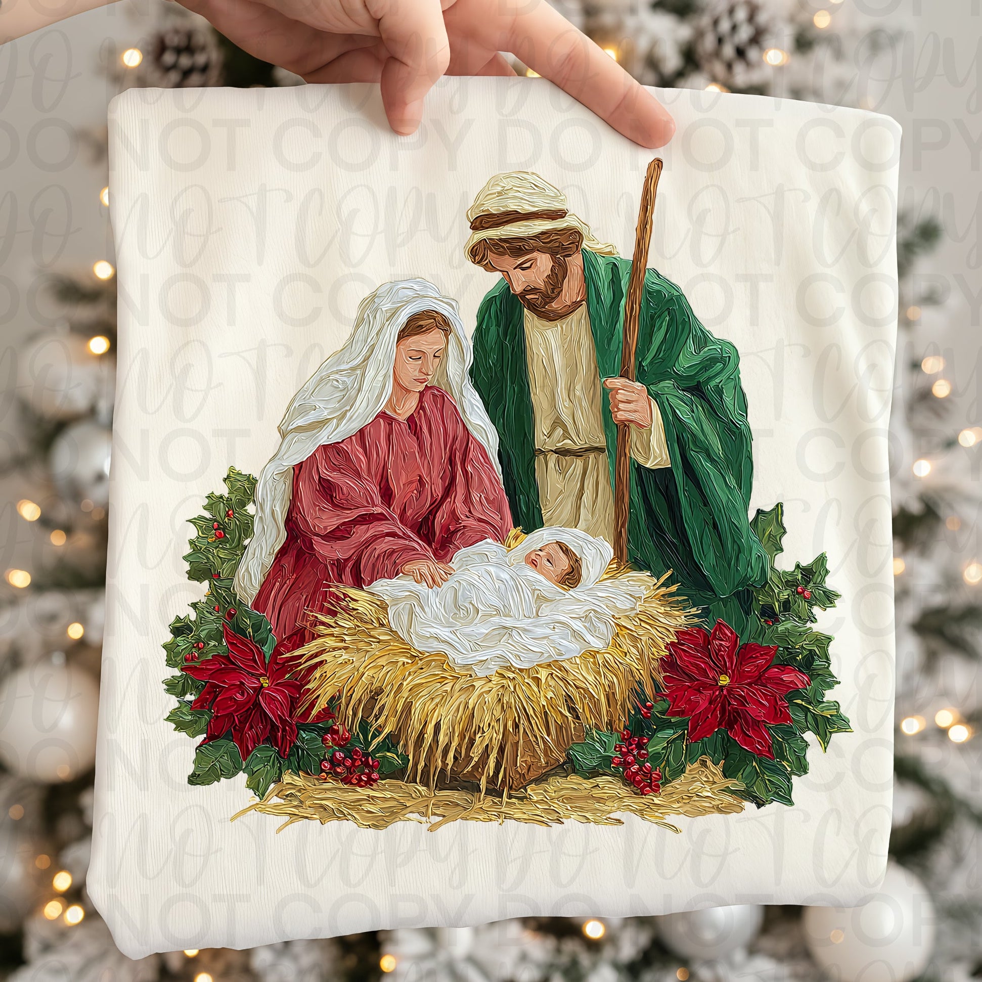 Painted Christian Christmas Nativity Scene PNG