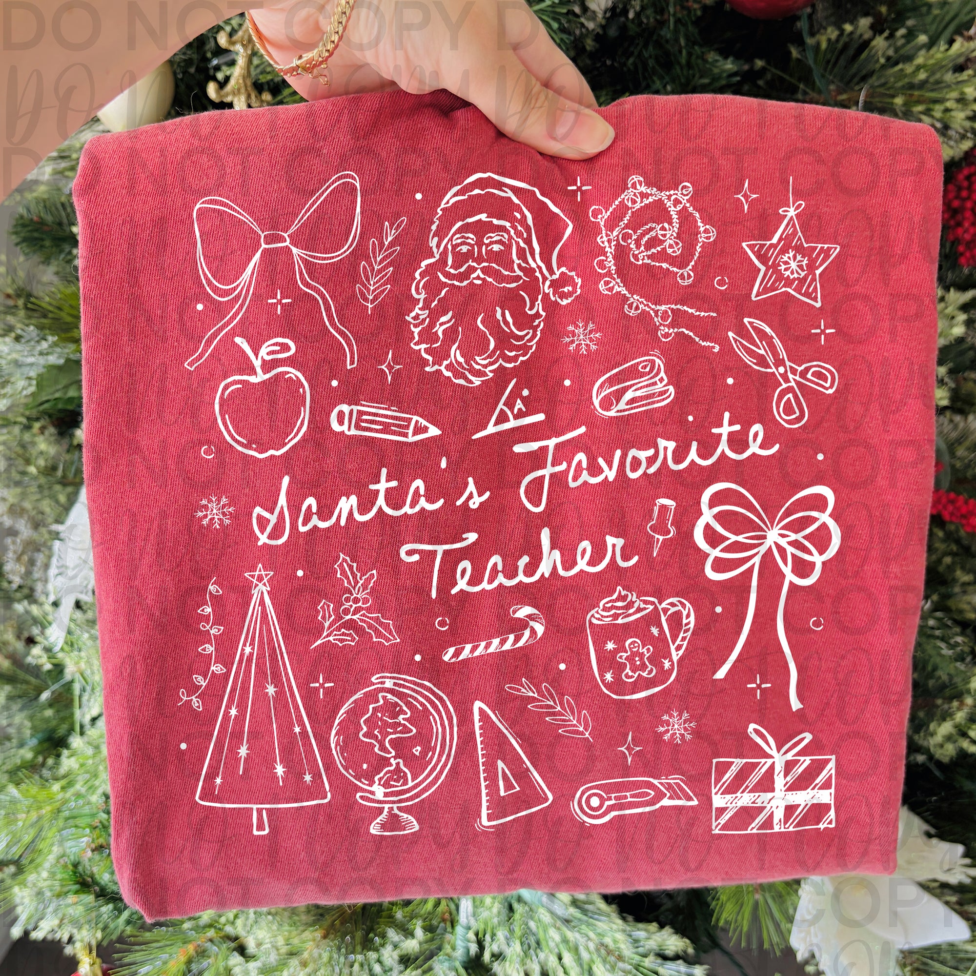 Santas Favorite Teacher Doodle PNG