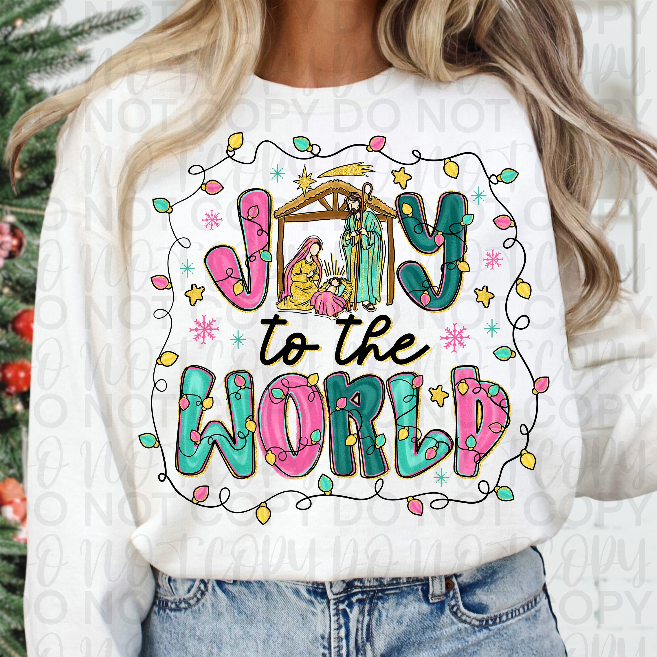 Joy to the World Pink Christmas PNG