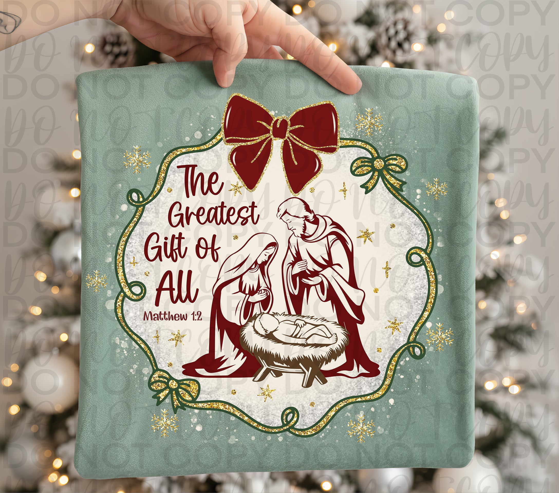 Christian Christmas Greatest Gift of All Coquette Frame PNG