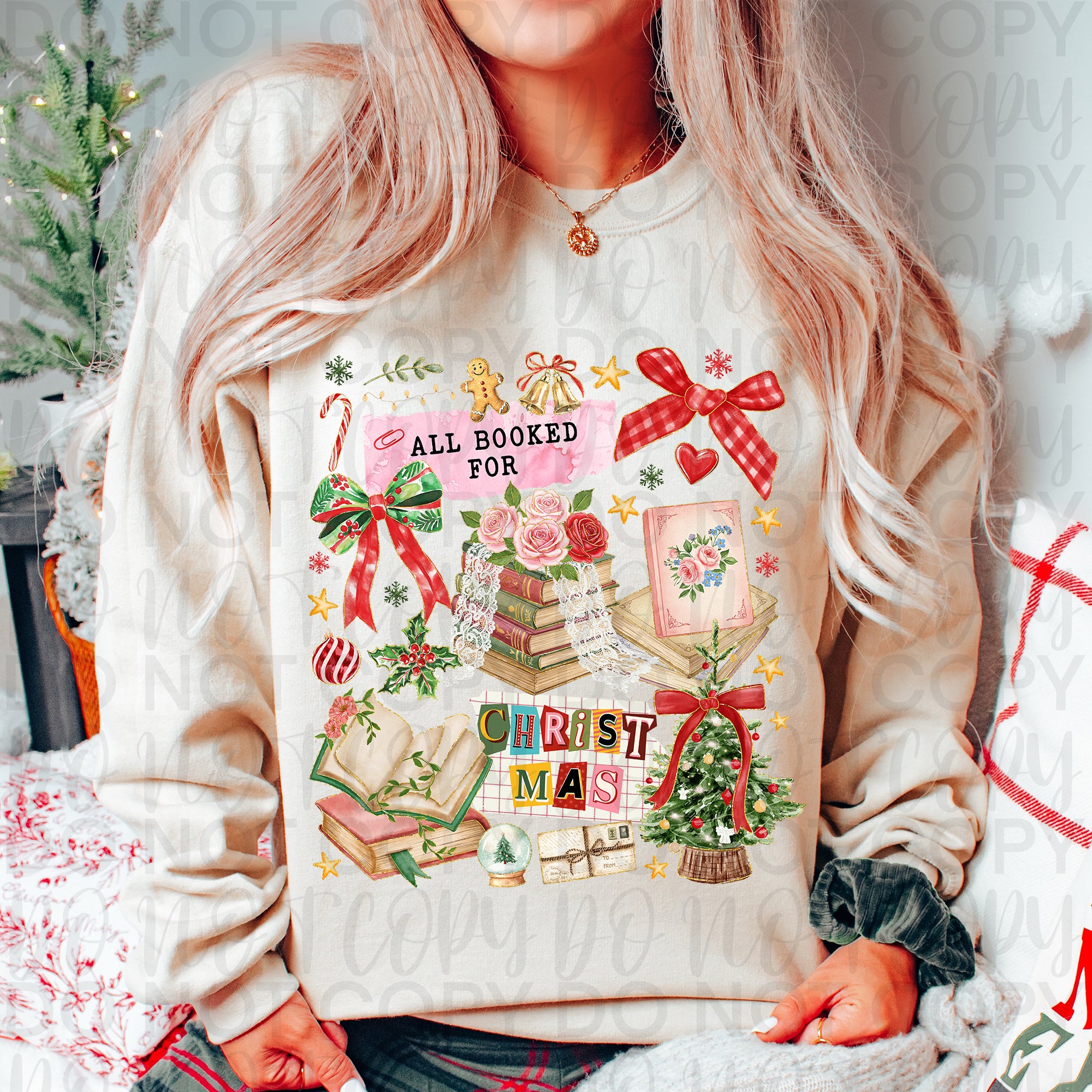 All Booked for Christmas Collage PNG