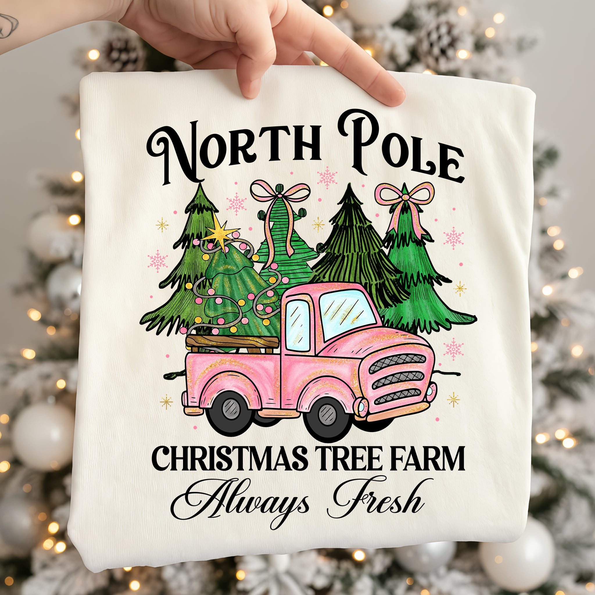 Pink Christmas Tree Farm PNG