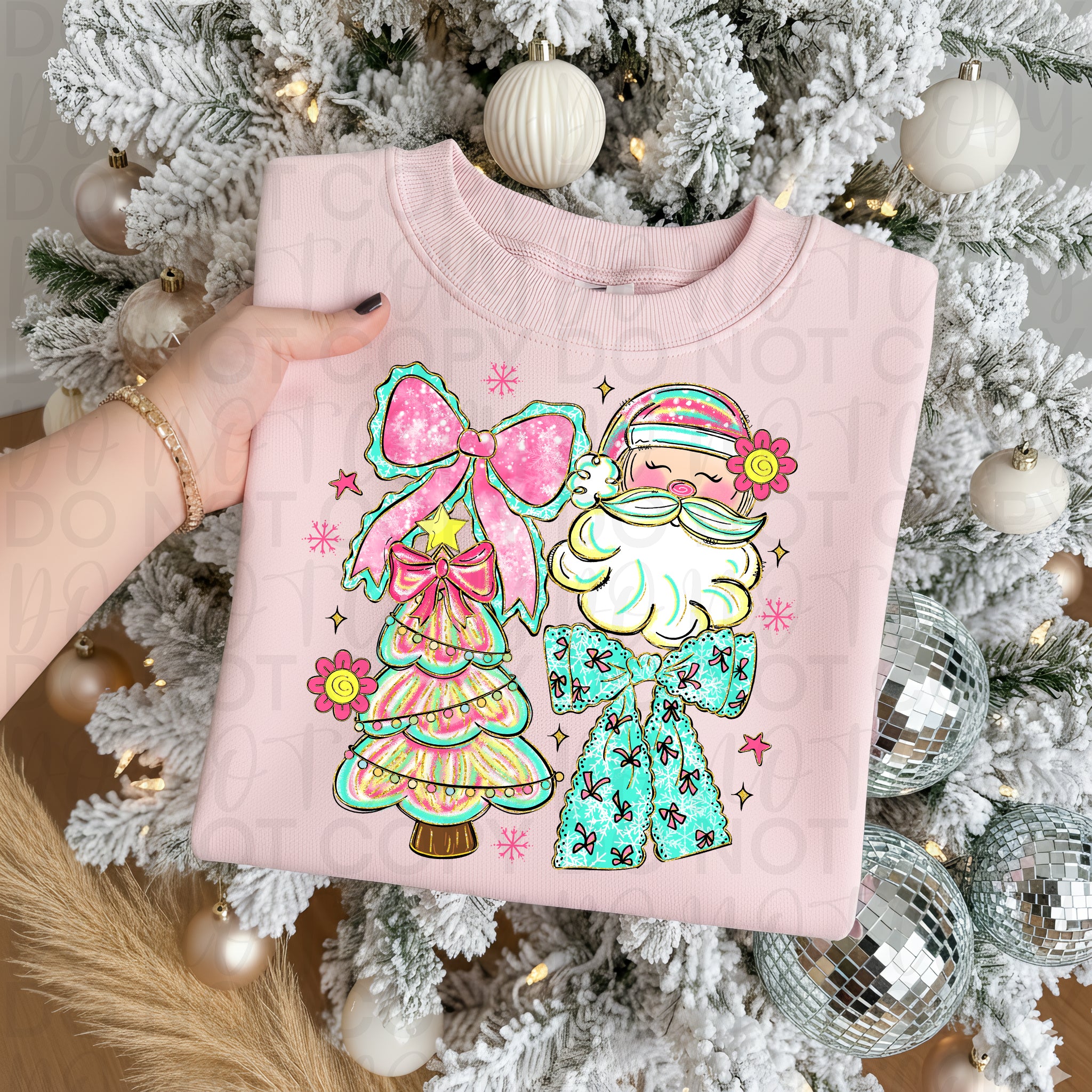 Pink Santa Christmas Coquette PNG