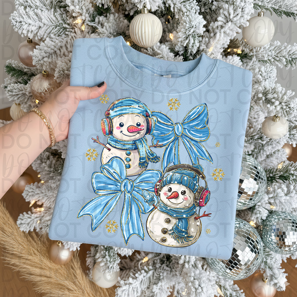 Winter Snowman Coquette PNG, Glitter Snowflakes,