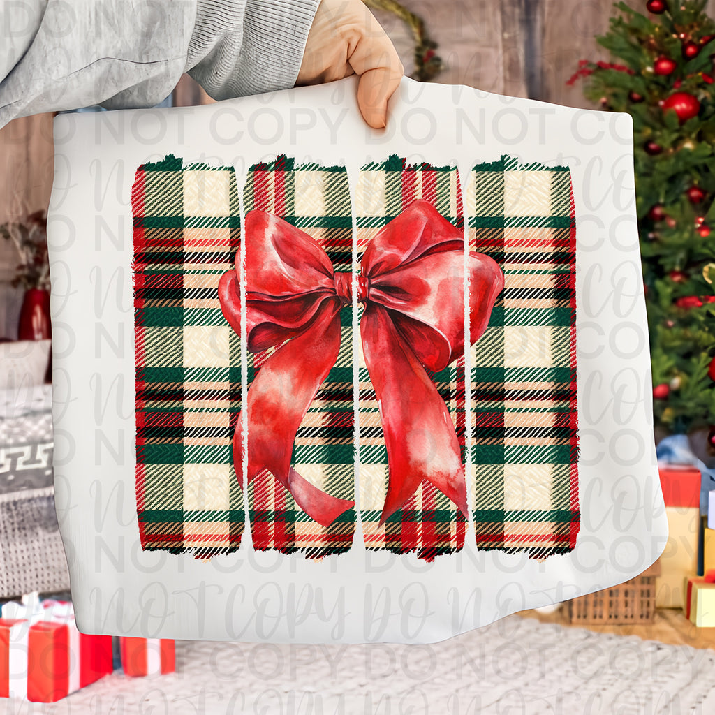 Plaid Christmas Bow Brushstroke PNG