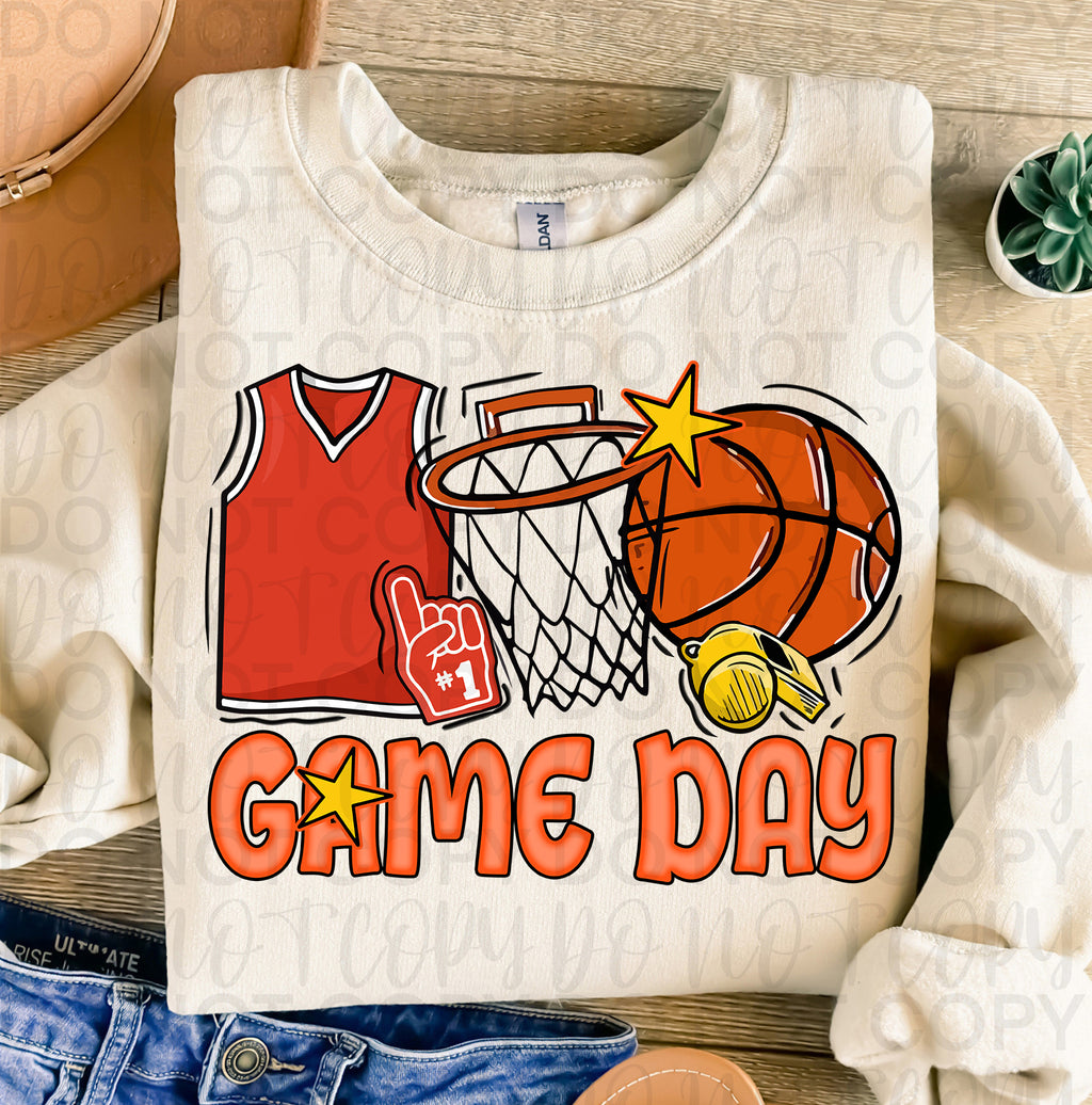 Retro Basketball Game Day PNG