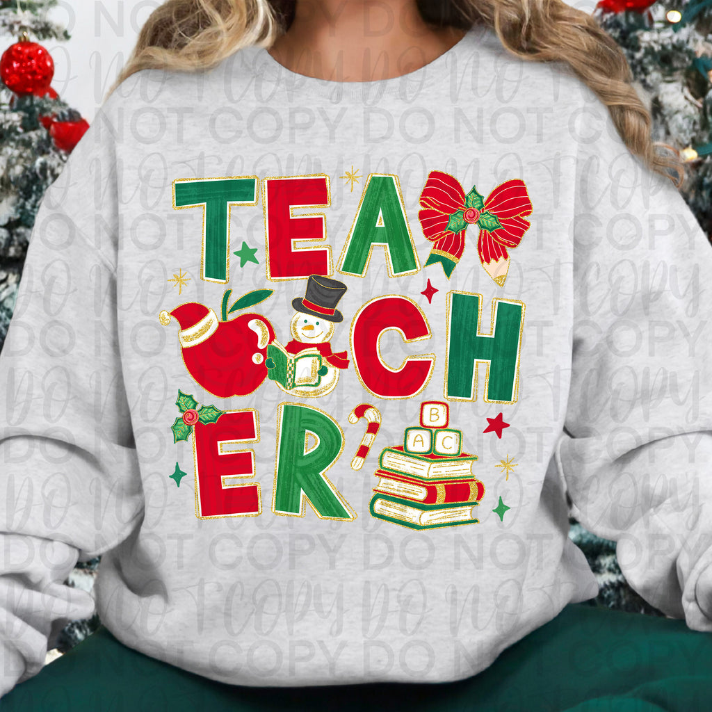 Teacher Christmas Doodle PNG