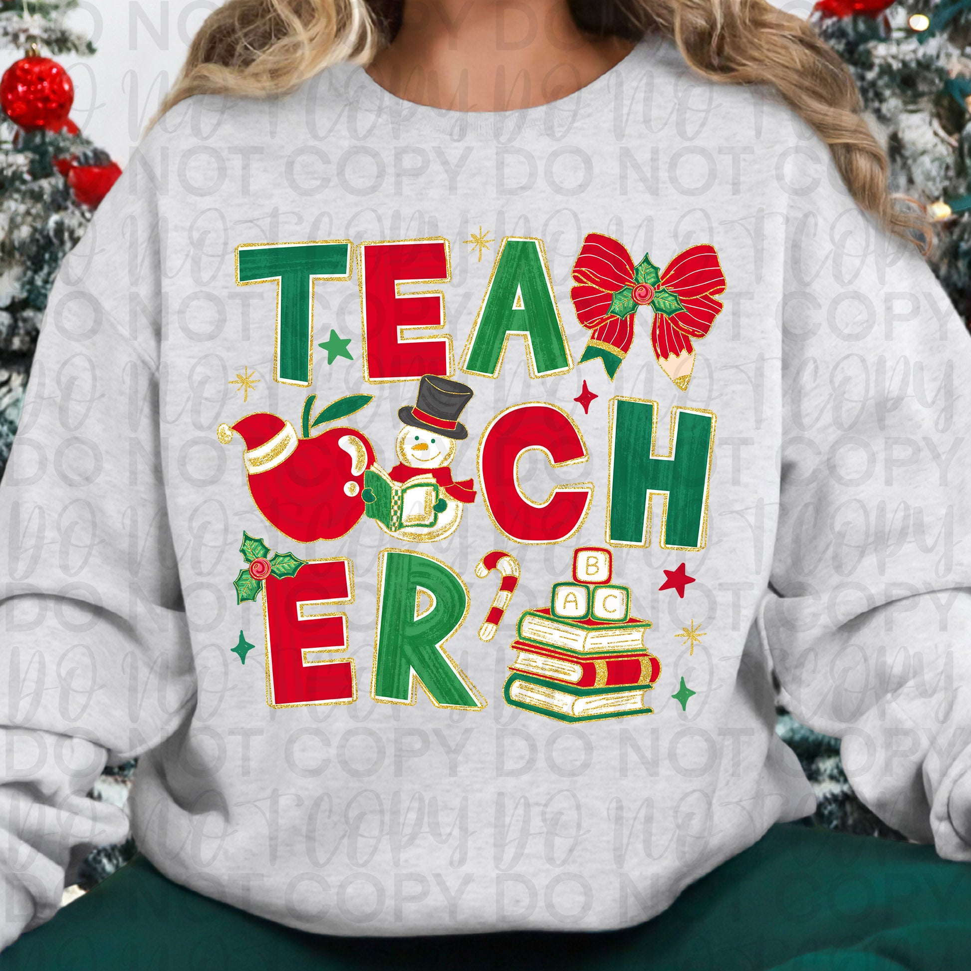 Teacher Christmas Doodle PNG