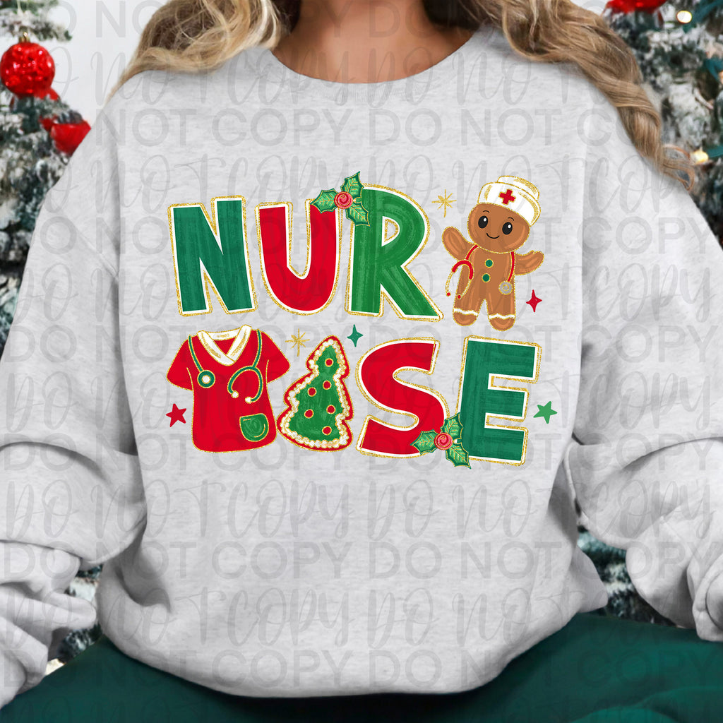 Nurse Christmas Doodle PNG