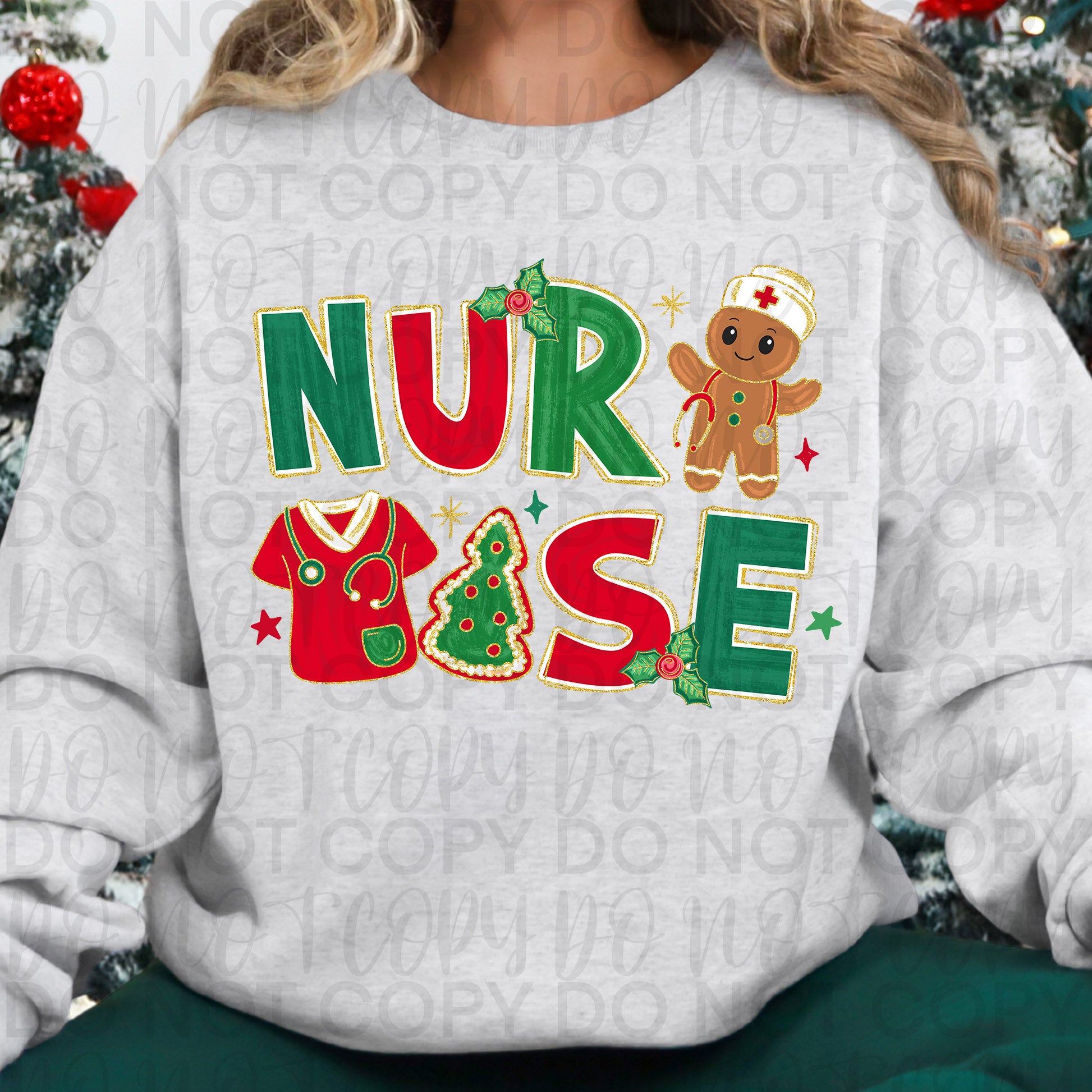 Nurse Christmas Doodle PNG