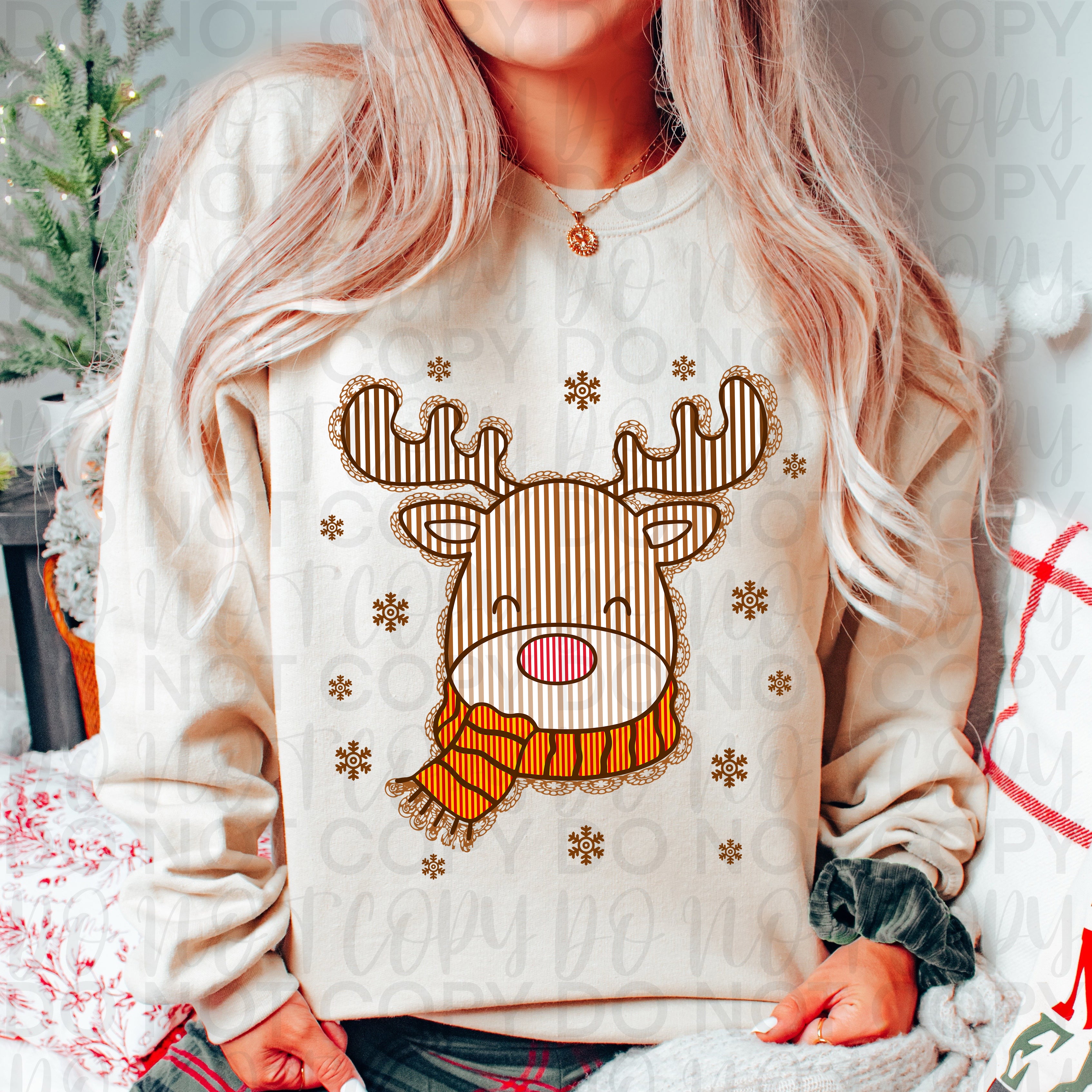 Faux Lace Christmas Reindeer PNG