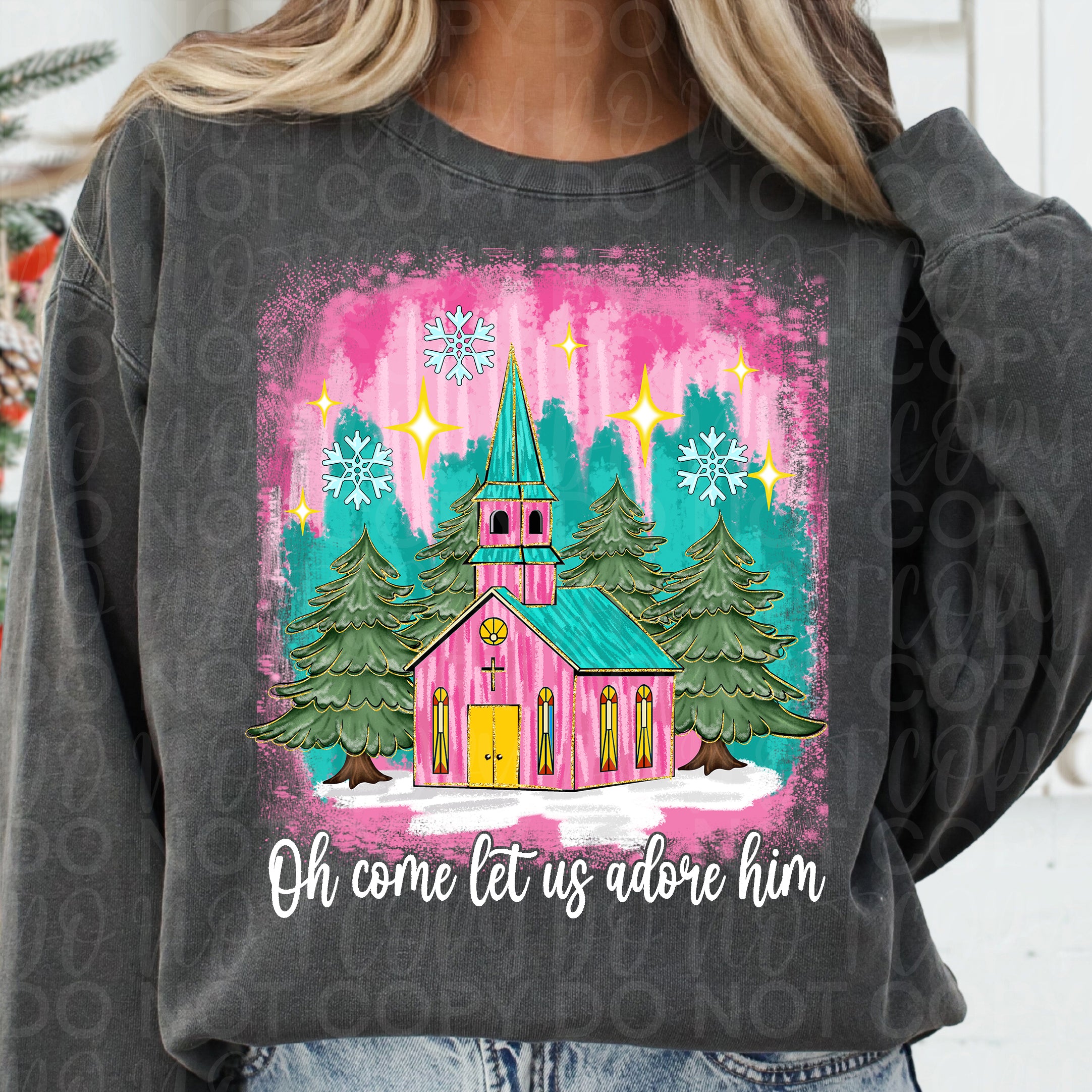 Oh Come Let Us Adore Him Christian Christmas PNG