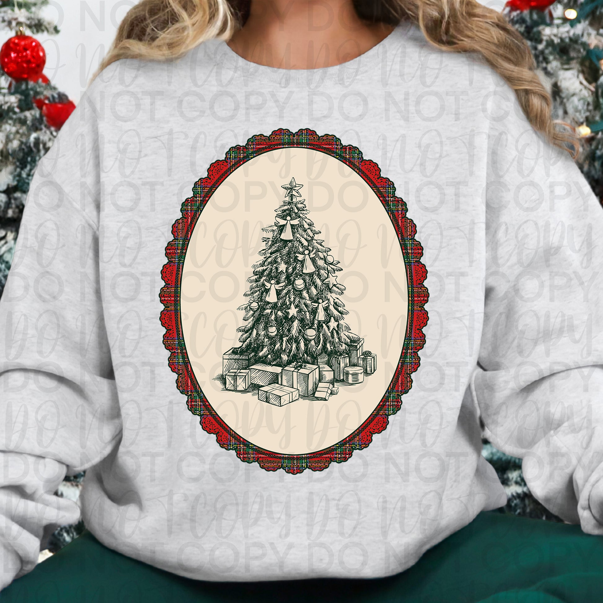 Vintage Christmas Tree Frame PNG
