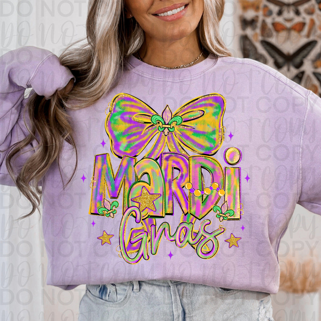 Coquette Mardi Gras Bow PNG