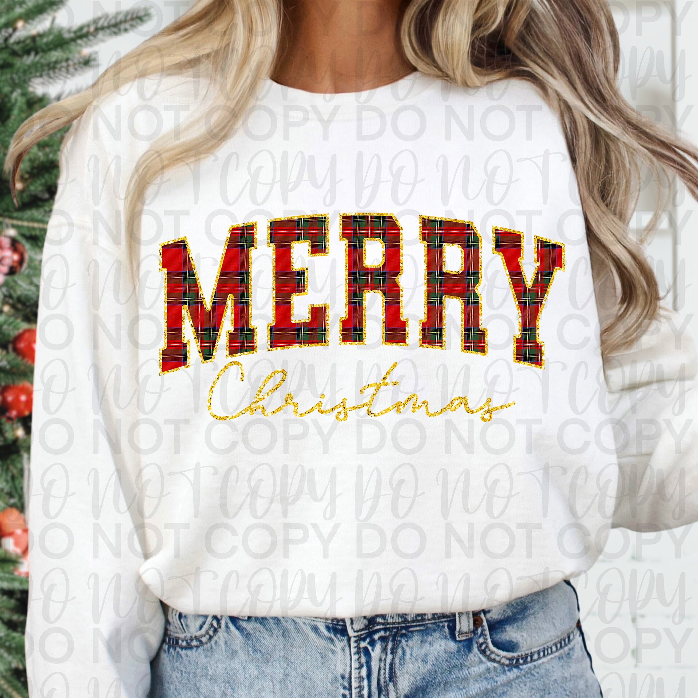 Plaid Merry Christmas PNG