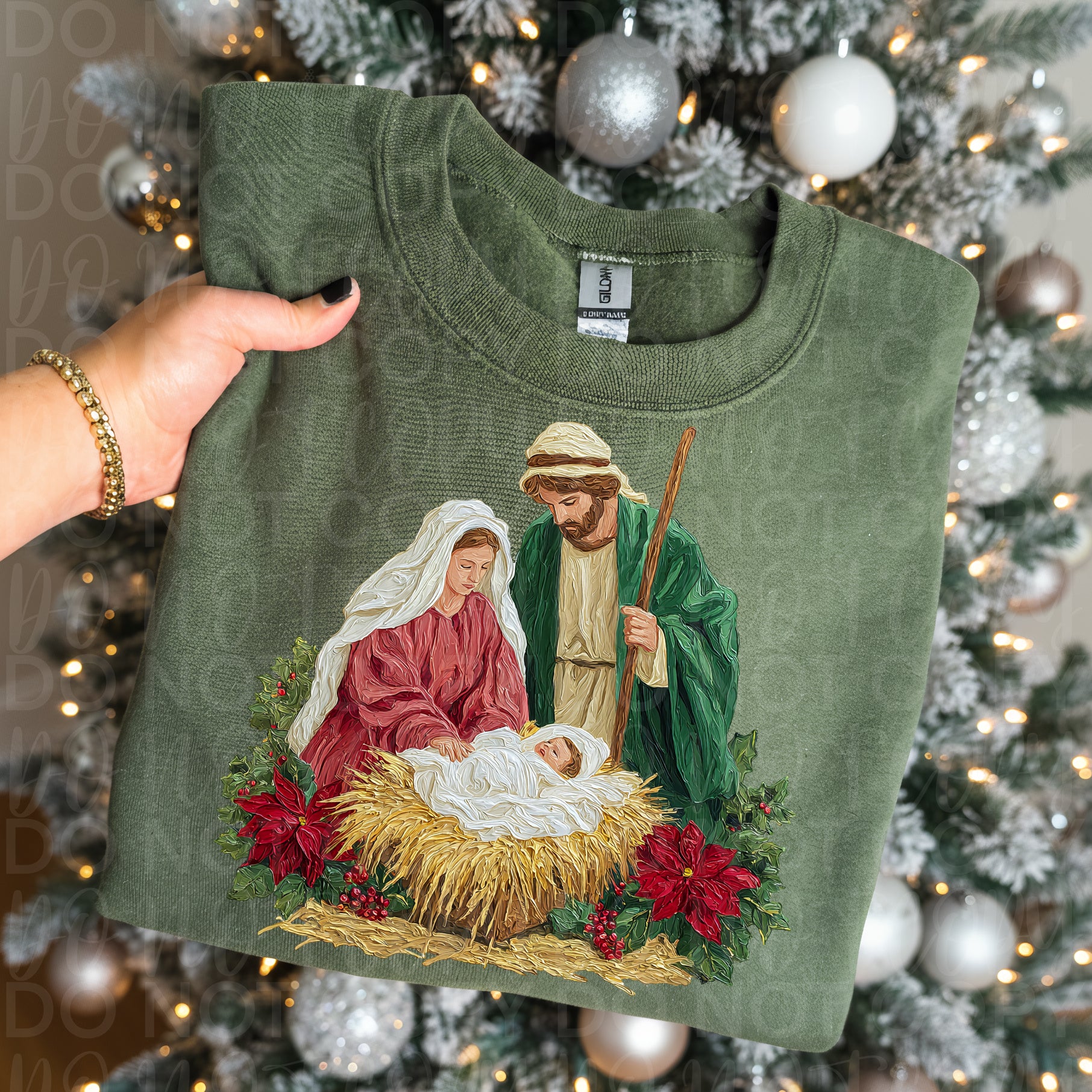 Painted Christian Christmas Nativity Scene PNG