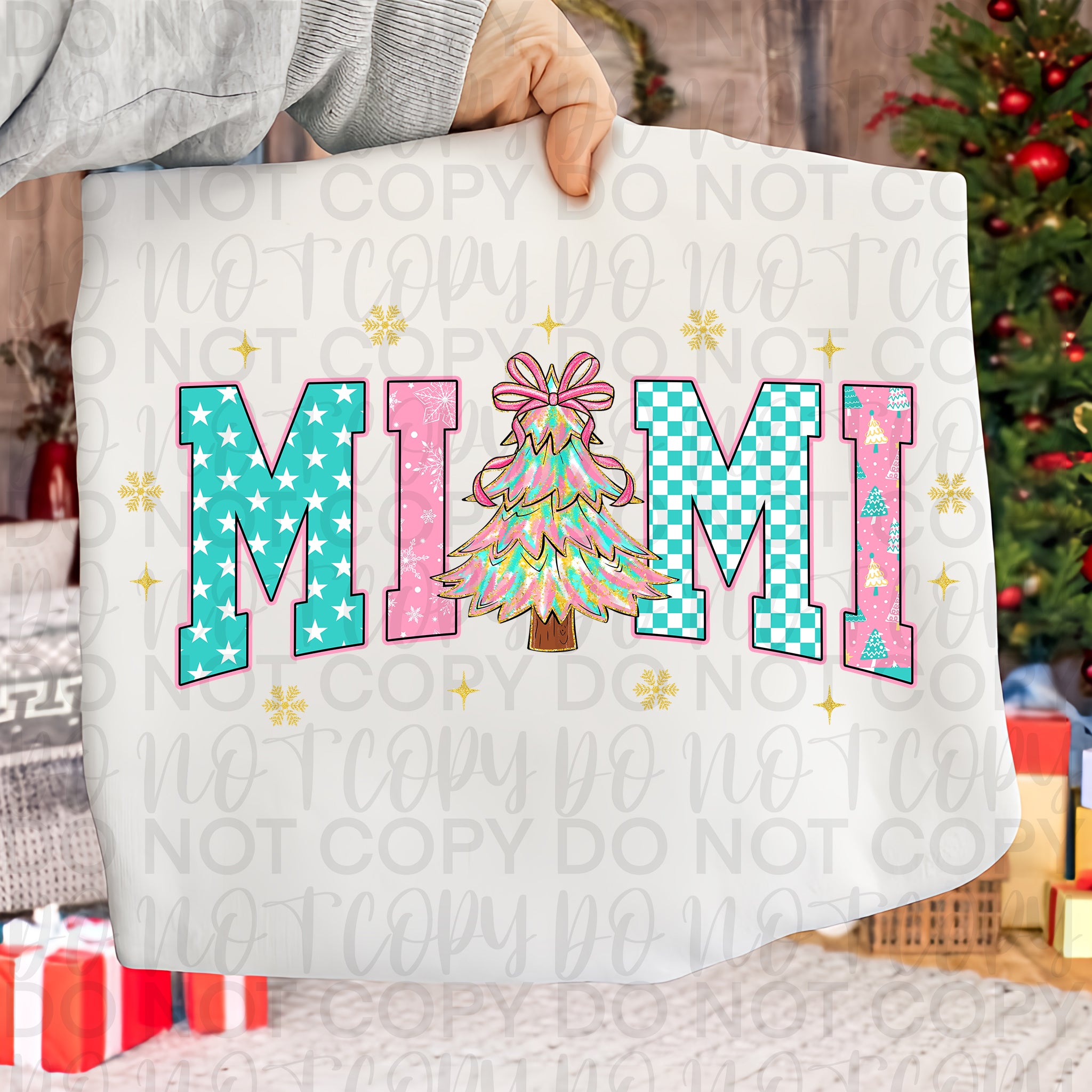 Preppy Christmas Mimi Png, Pink Christmas, Checkered,