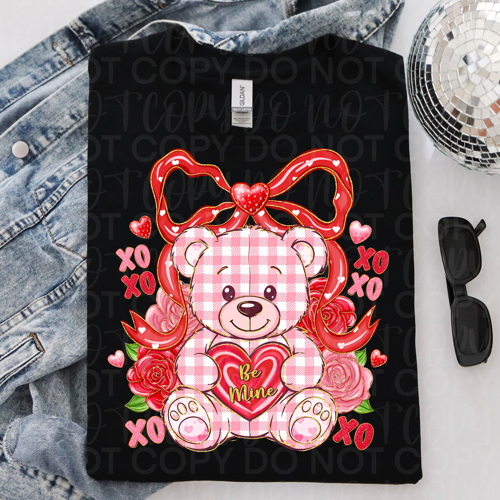 Be Mine Teddy Bear Coquette Bow PNG
