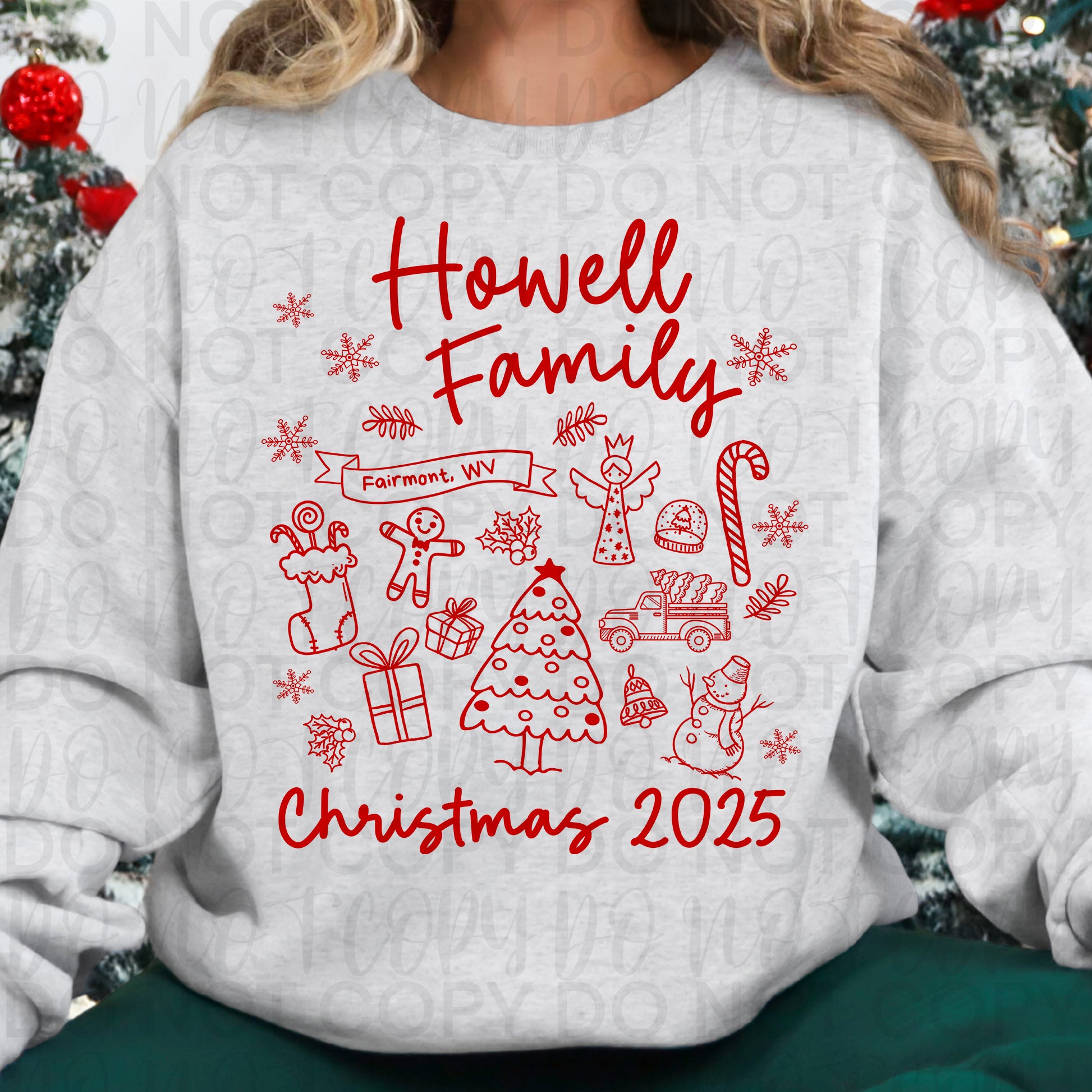 *Editable* Family Christmas Doodle PNG