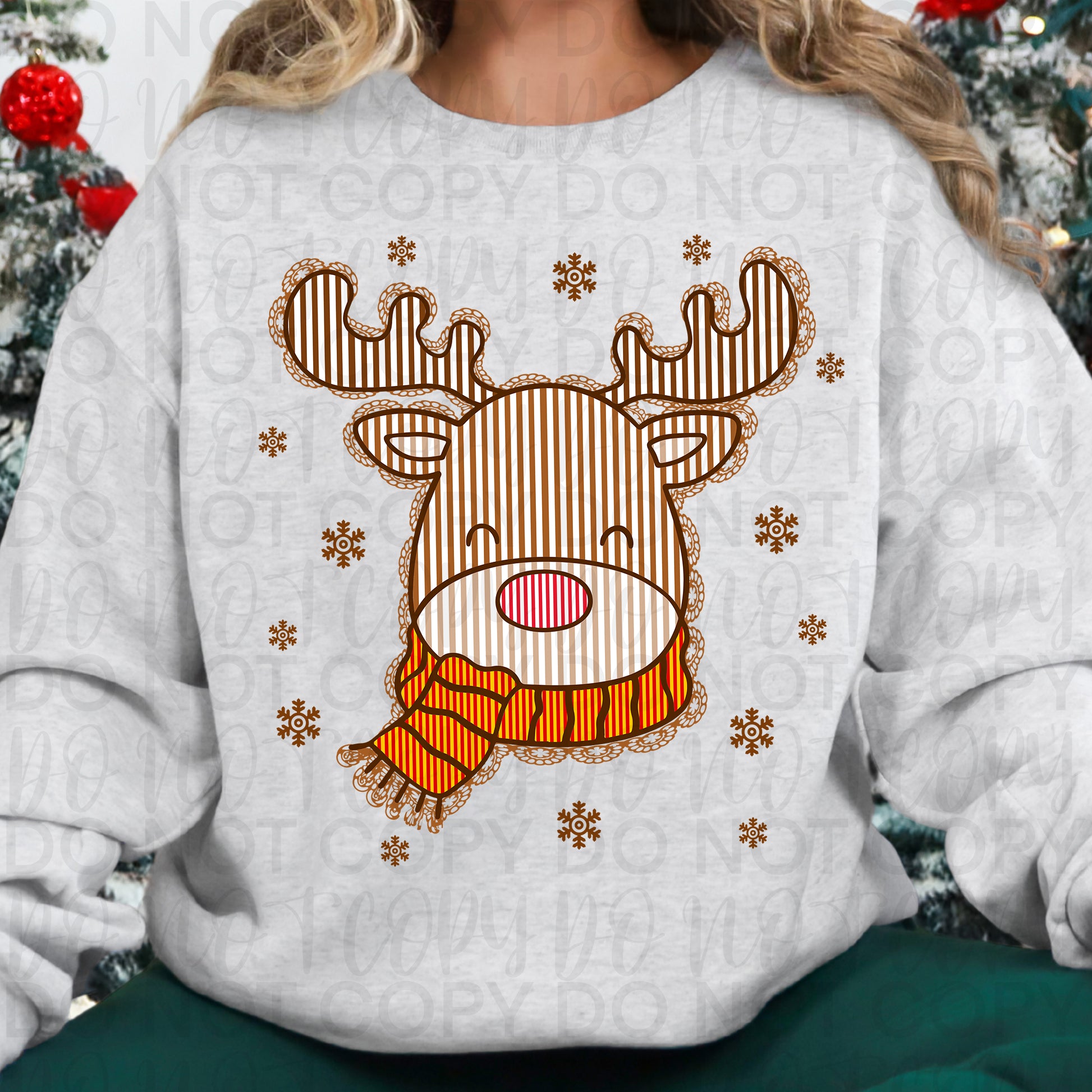 Faux Lace Christmas Reindeer PNG