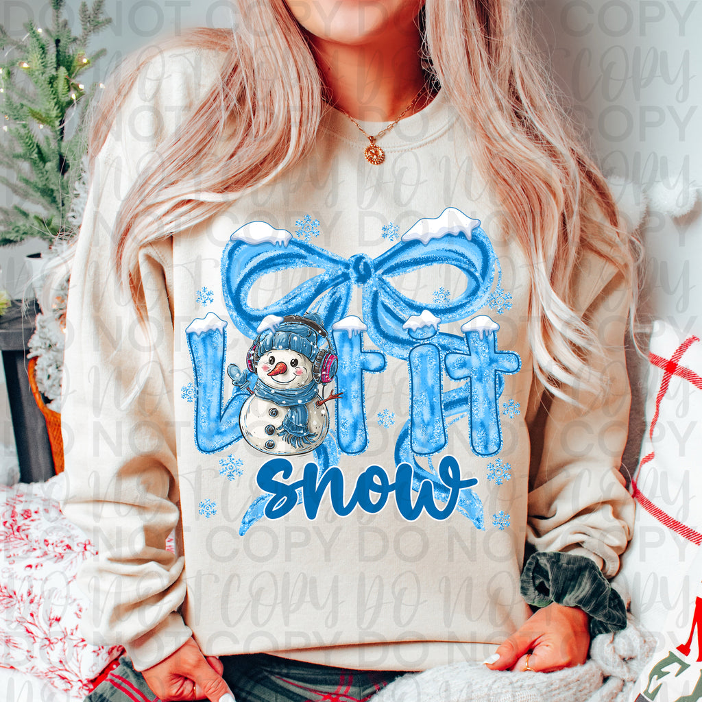Let it Snow Winter Snowman Coquette Bow Png
