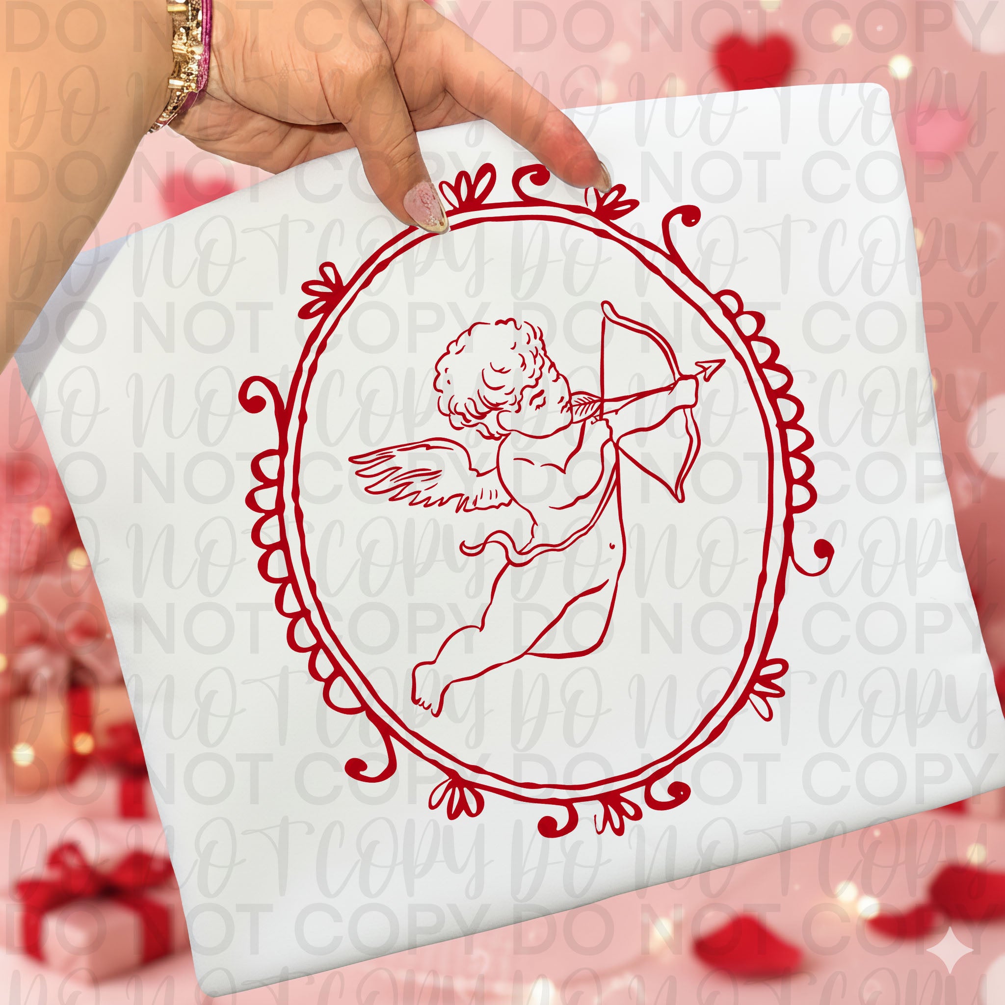 Vintage Valentine Cupid Frame PNG