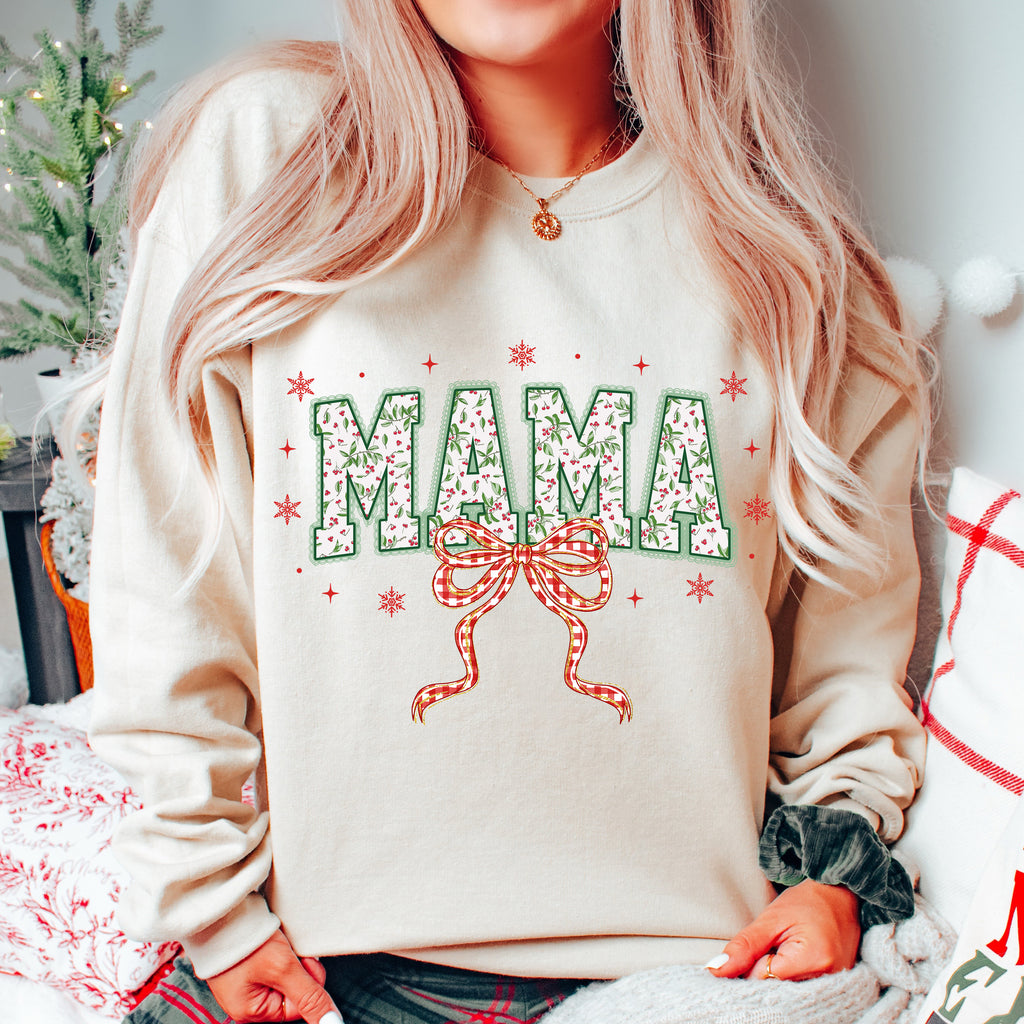 Red Plaid Christmas Mama Lace PNG