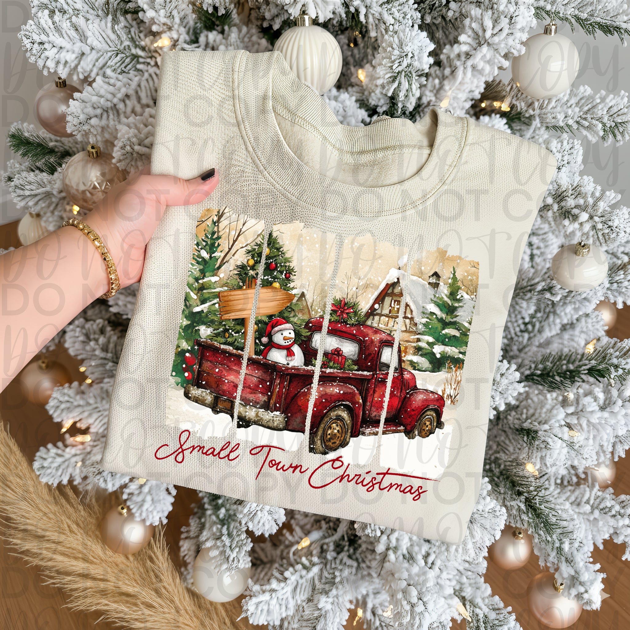 Small Town Christmas Brushstroke PNG