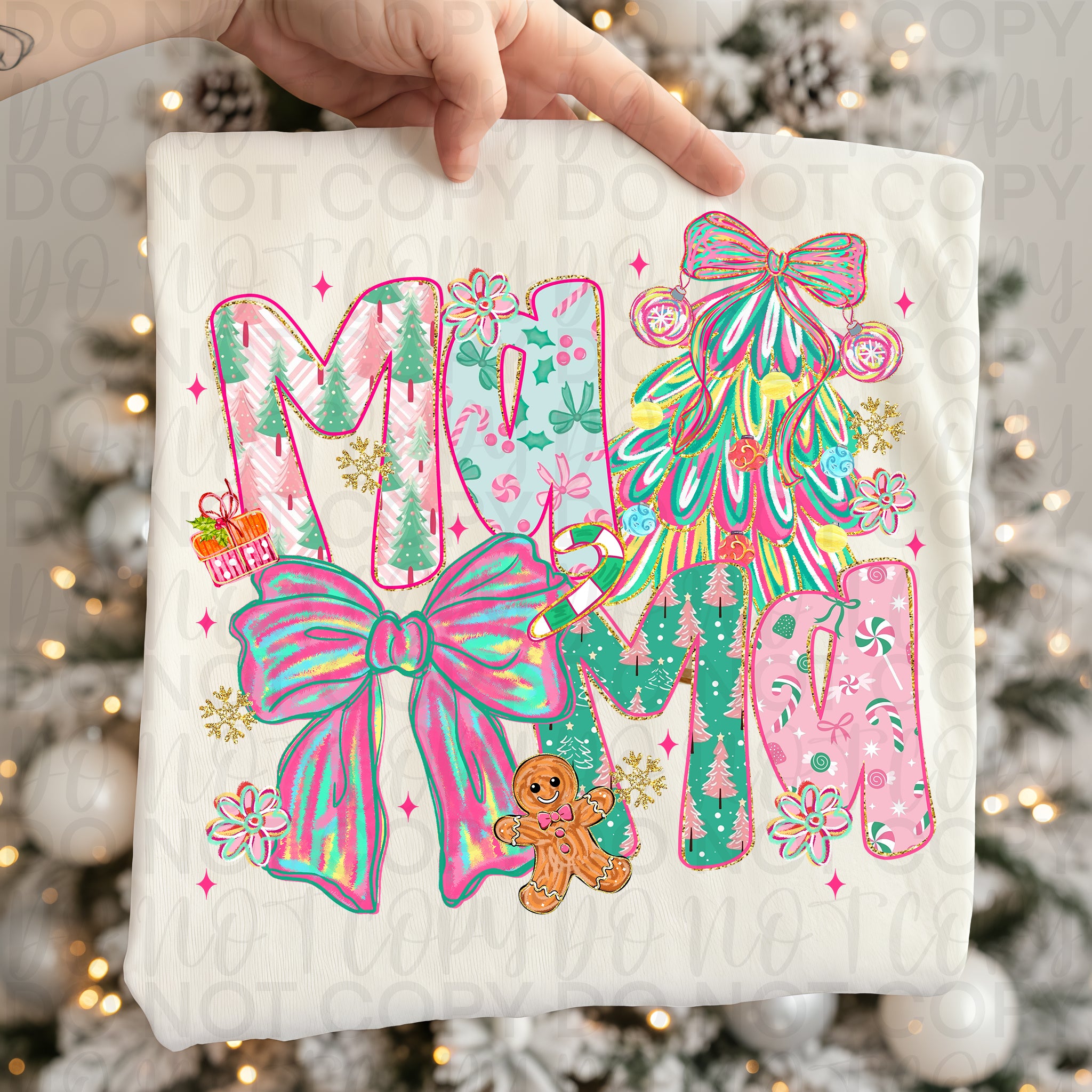 Coquette Christmas Mama PNG