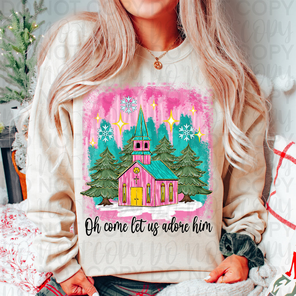 Oh Come Let Us Adore Him Christian Christmas PNG