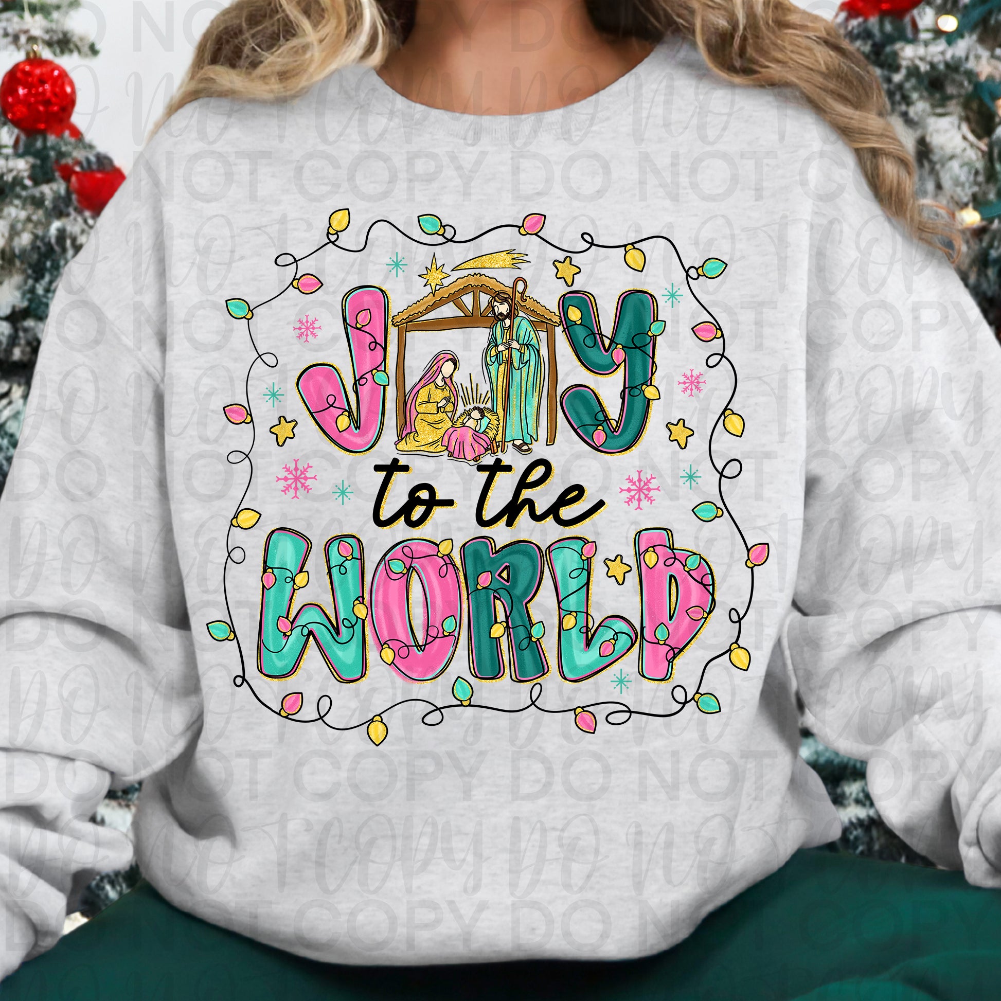 Joy to the World Pink Christmas PNG