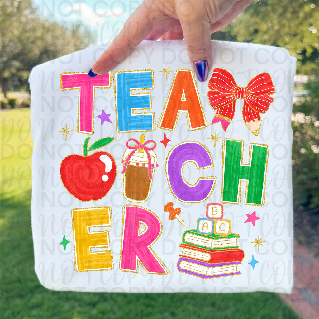 Preppy Teacher Doodle PNG