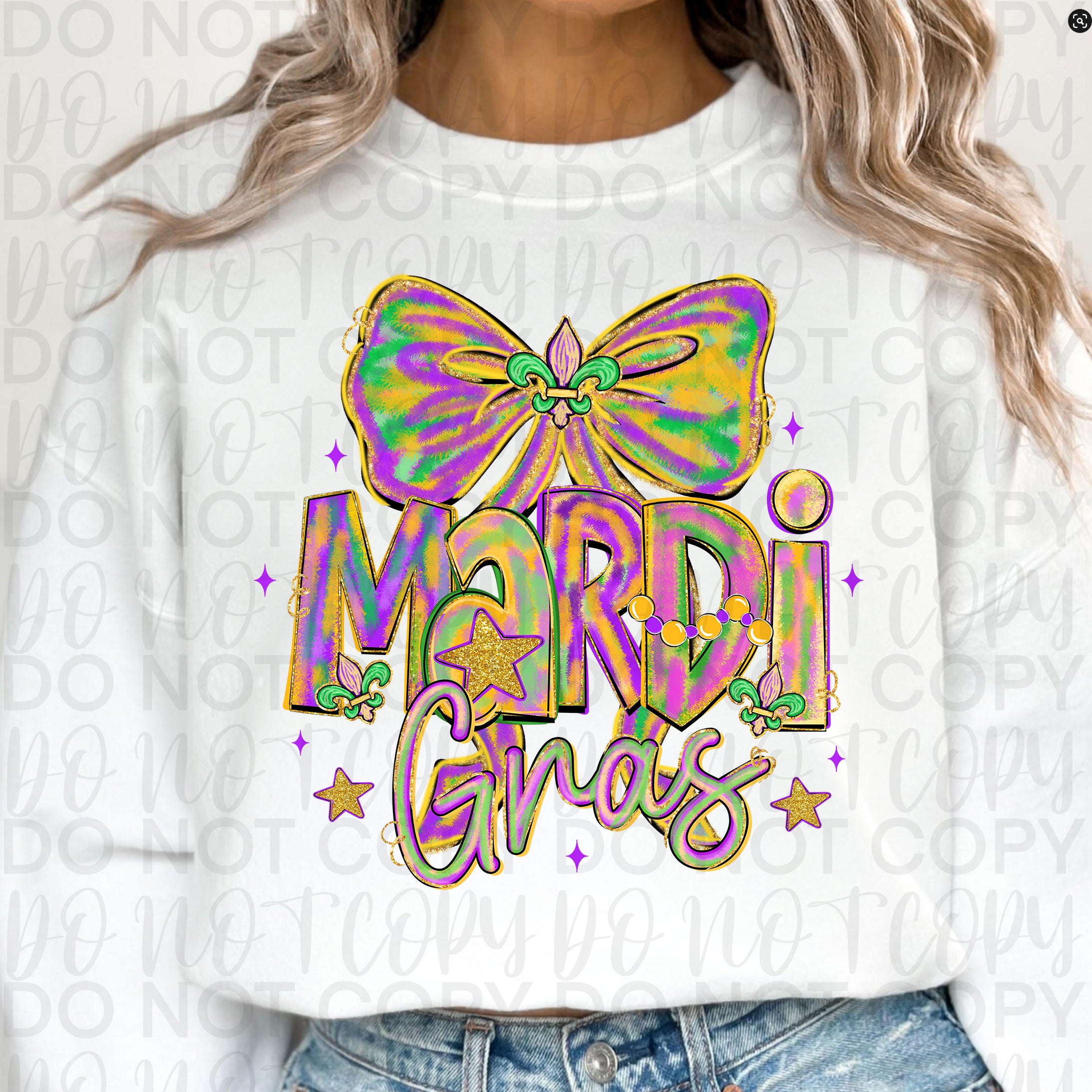 Coquette Mardi Gras Bow PNG