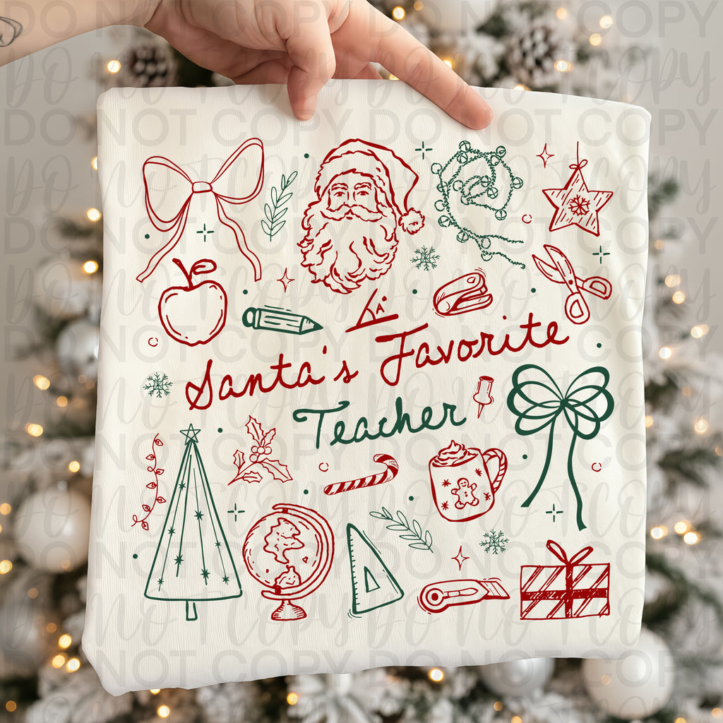Santas Favorite Teacher Doodle PNG