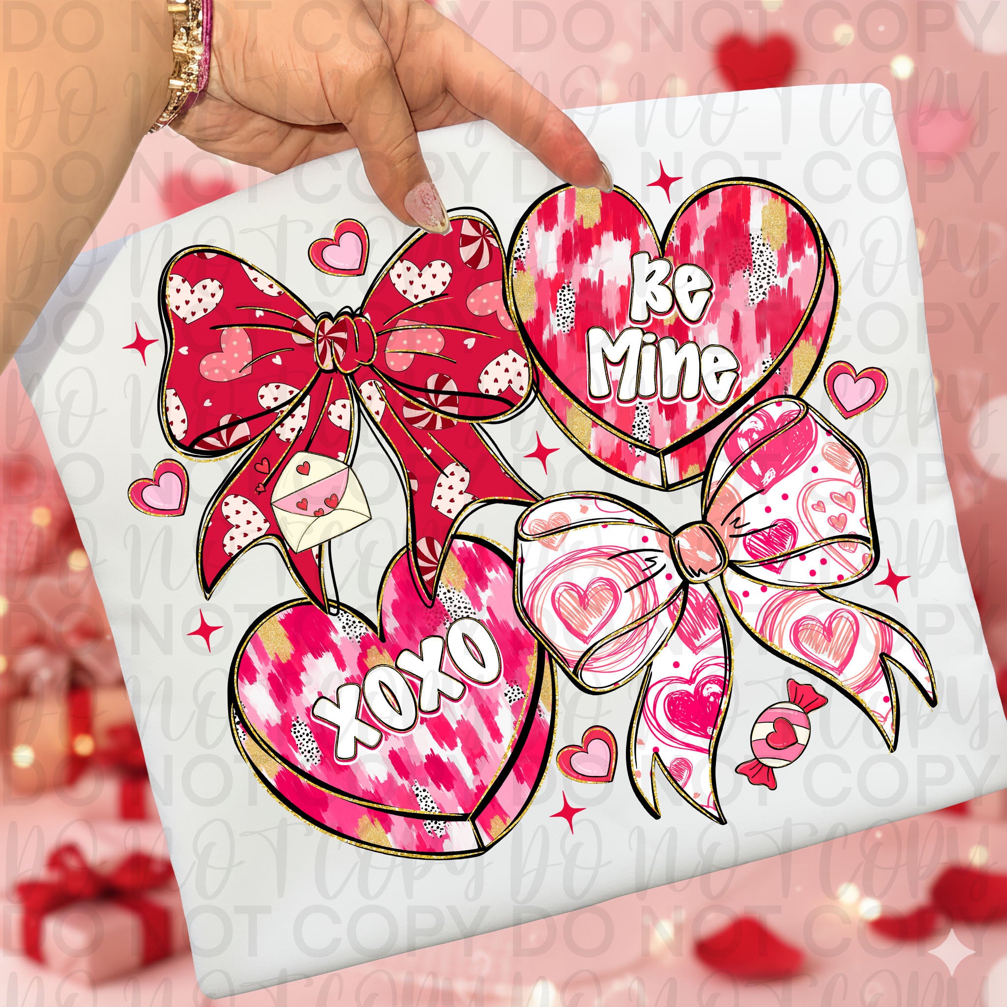 Coquette Valentine Hearts PNG